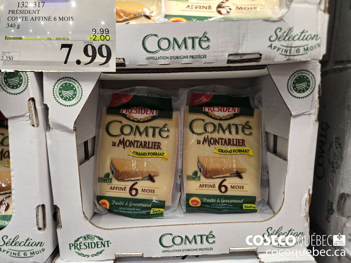 1320317 PRESIDENT COMTE AFFINE 6 MOIS 340 g  ($2.00 INSTANT SAVINGS EXPIRES ON 2025-02-16) $7.99