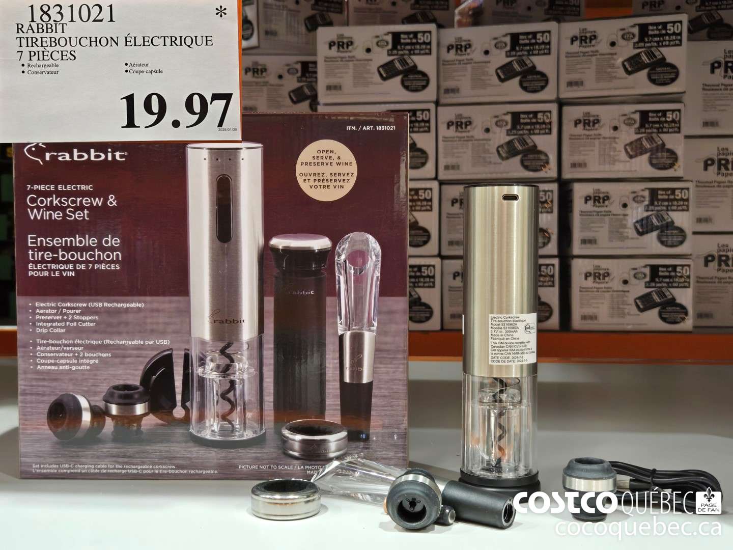 1831021 RABBIT TIREBOUCHON ELECTRIQUE 7 PIECES  $19.97