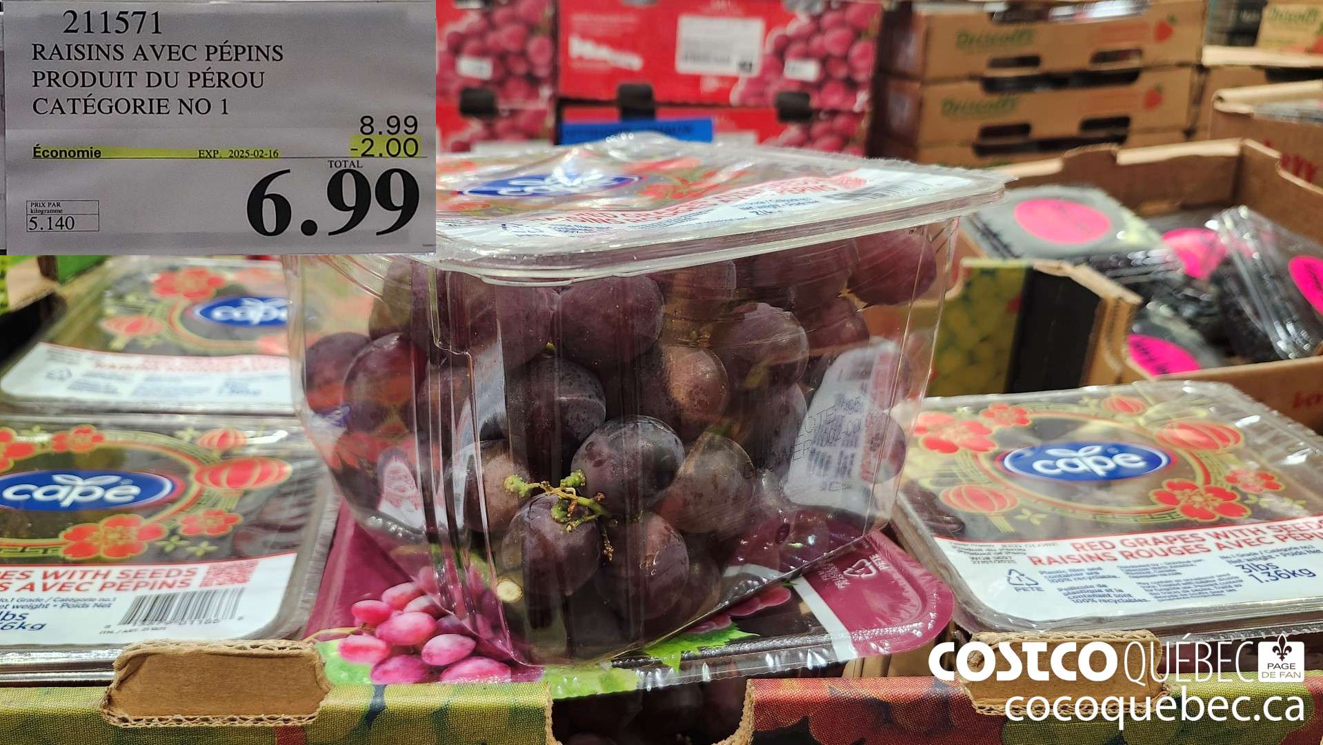 211571 RAISINS AVEC PEPINS PRODUIT DU PEROU CATEGORIE NO 1  ($2.00 INSTANT SAVINGS EXPIRES ON 2025-02-16) $6.99