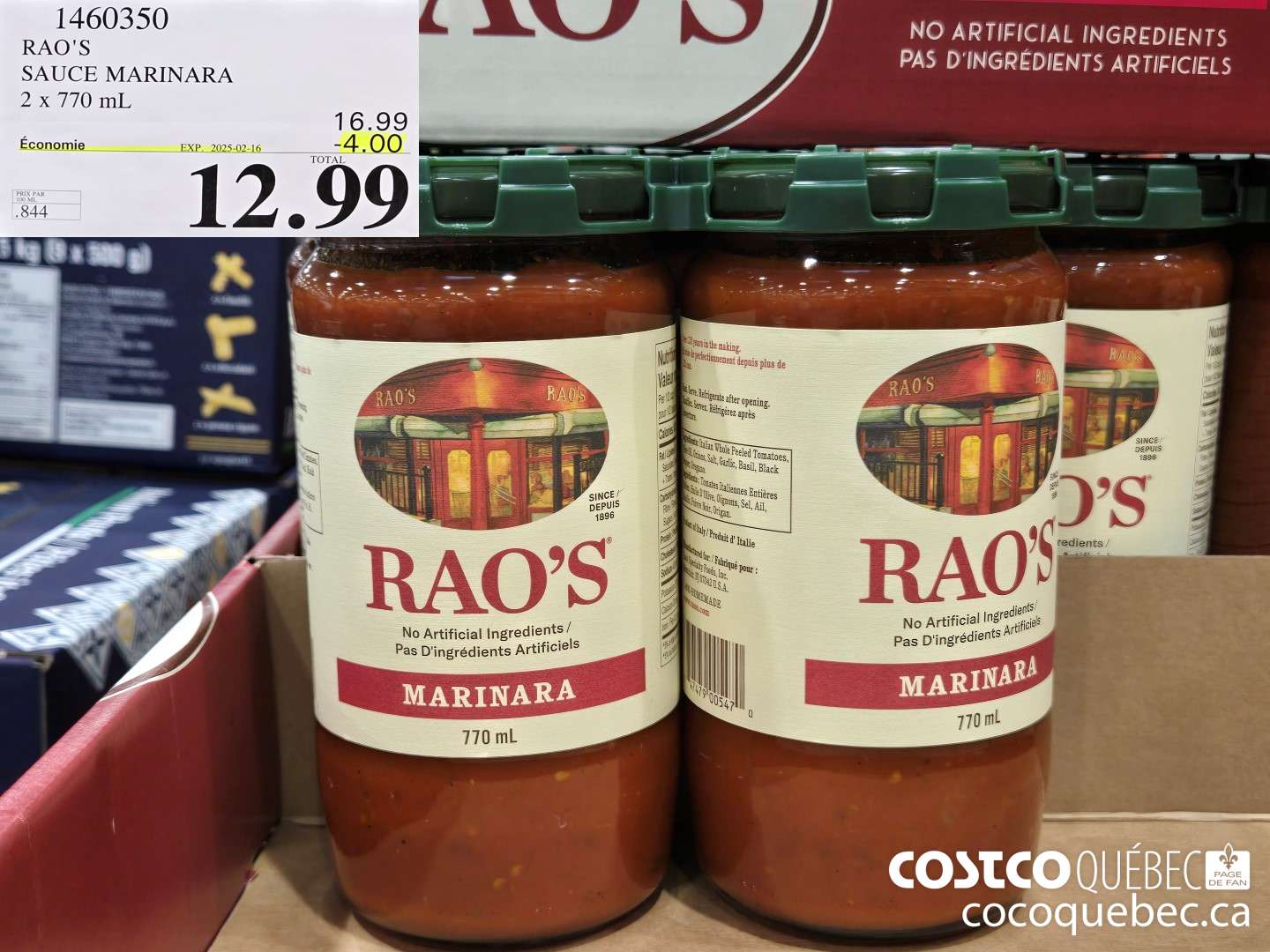 1460350 RAO'S SAUCE MARINARA ($4.00 INSTANT SAVINGS EXPIRES ON 2025-02-16) $12.99
