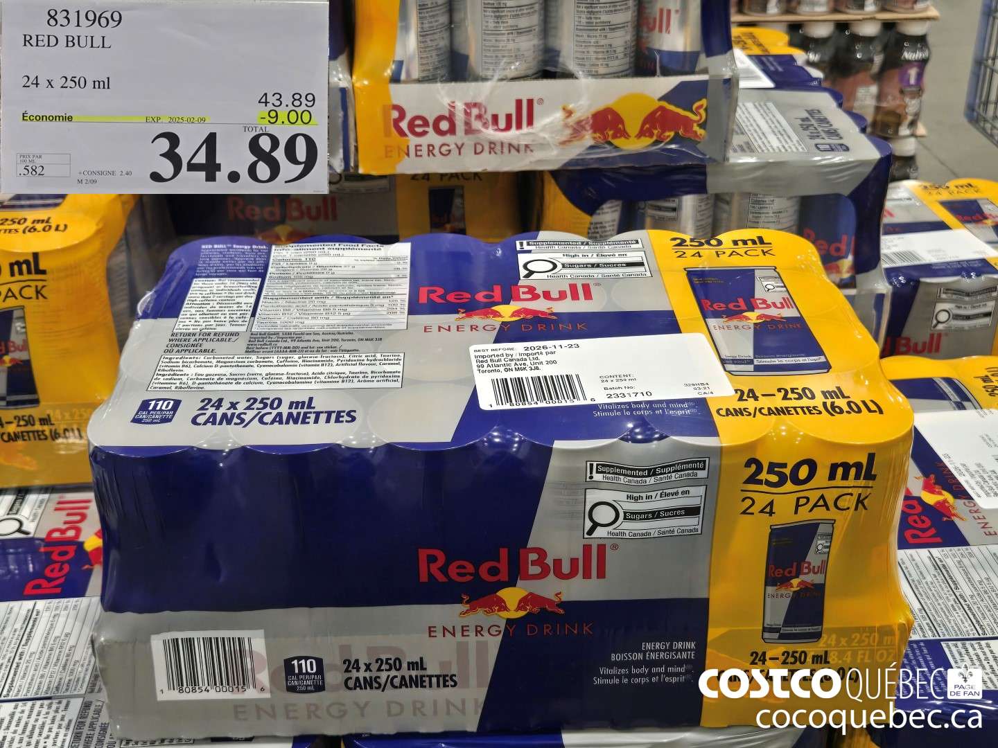 831969 RED BULL 24 x 250 ml  ($9.00 INSTANT SAVINGS EXPIRES ON 2025-02-09) $34.89