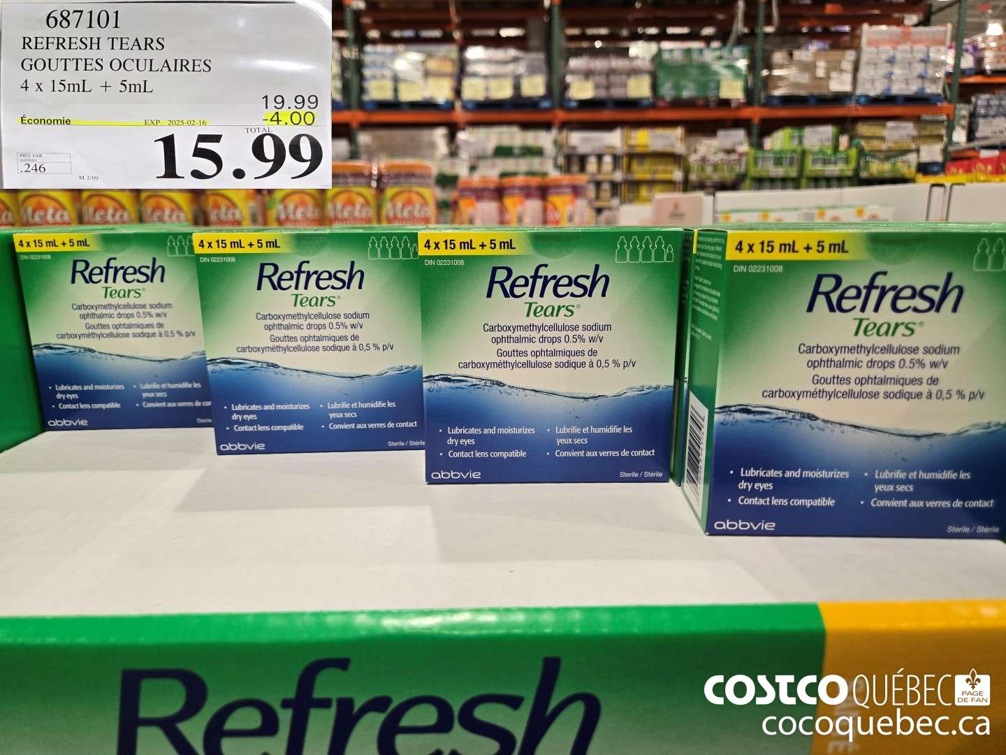 687101 REFRESH T TEARS GOUTTES OCULAIRES A4x15ml PLUS 5ml ($4.00 INSTANT SAVINGS EXPIRES ON 2025-02-16) $15.99