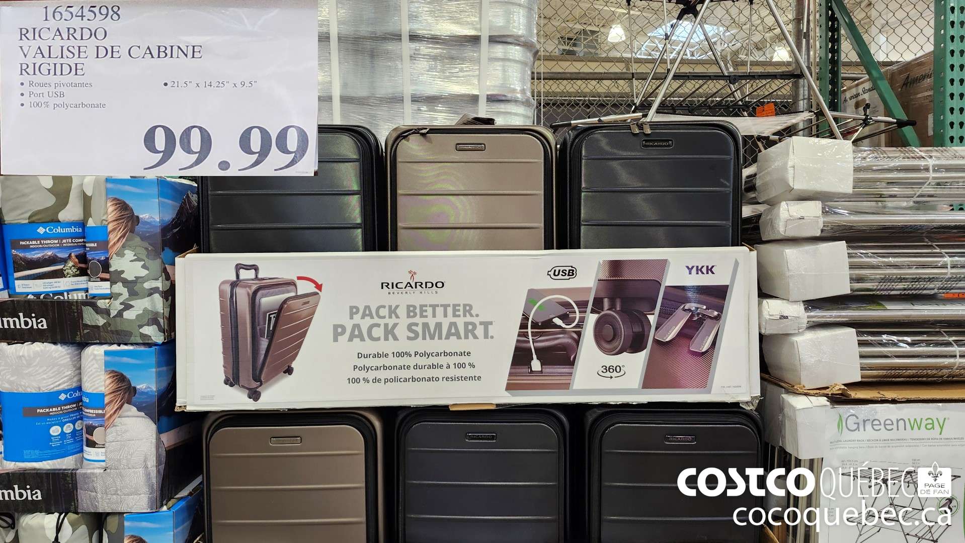 1654598 RICARDO VALISE DE CABINE RIGIDE  $99.99