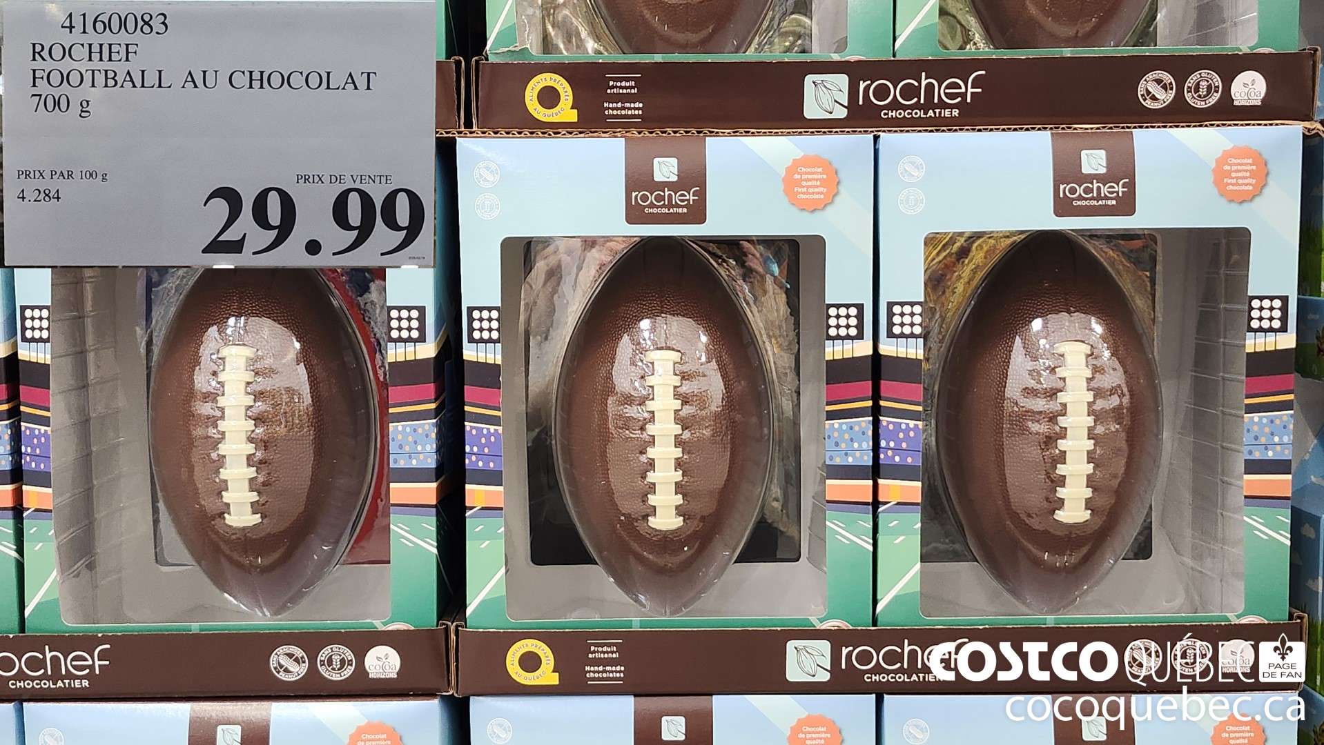 4160083 ROCHEF FOOTBALL AU CHOCOLAT 700 g  $29.99