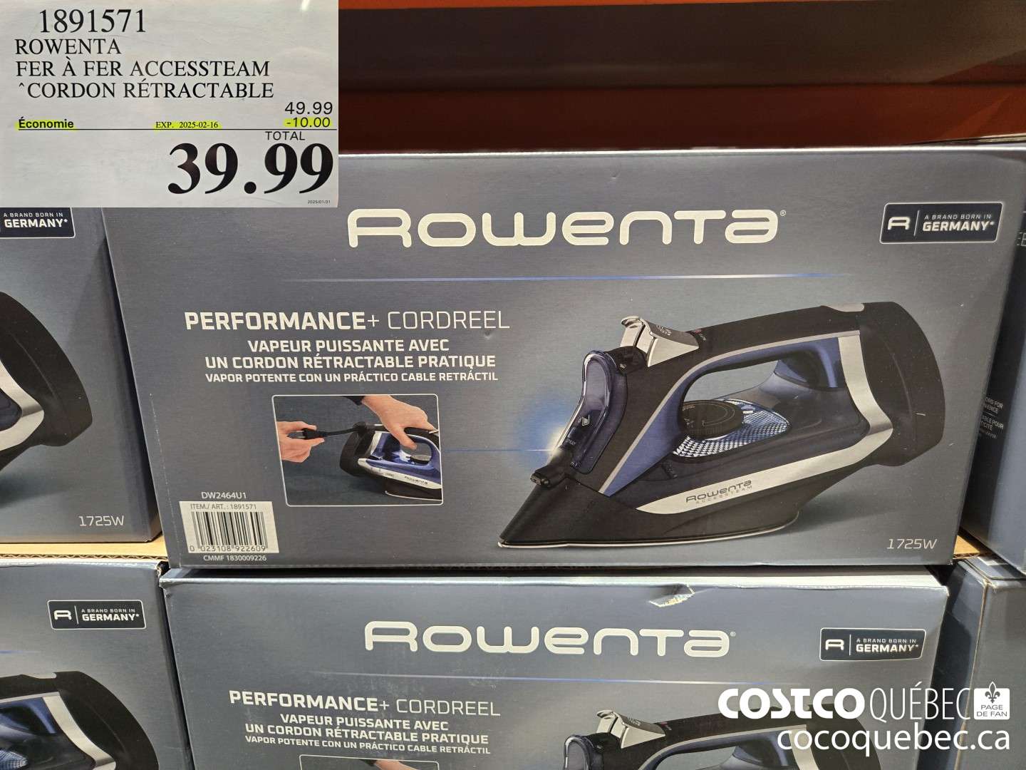 1891571 ROWENTA FER A FER ACCESSTEAM ‘CORDON RETRACTABLE  ($10.00 INSTANT SAVINGS EXPIRES ON 2025-02-16) $39.99