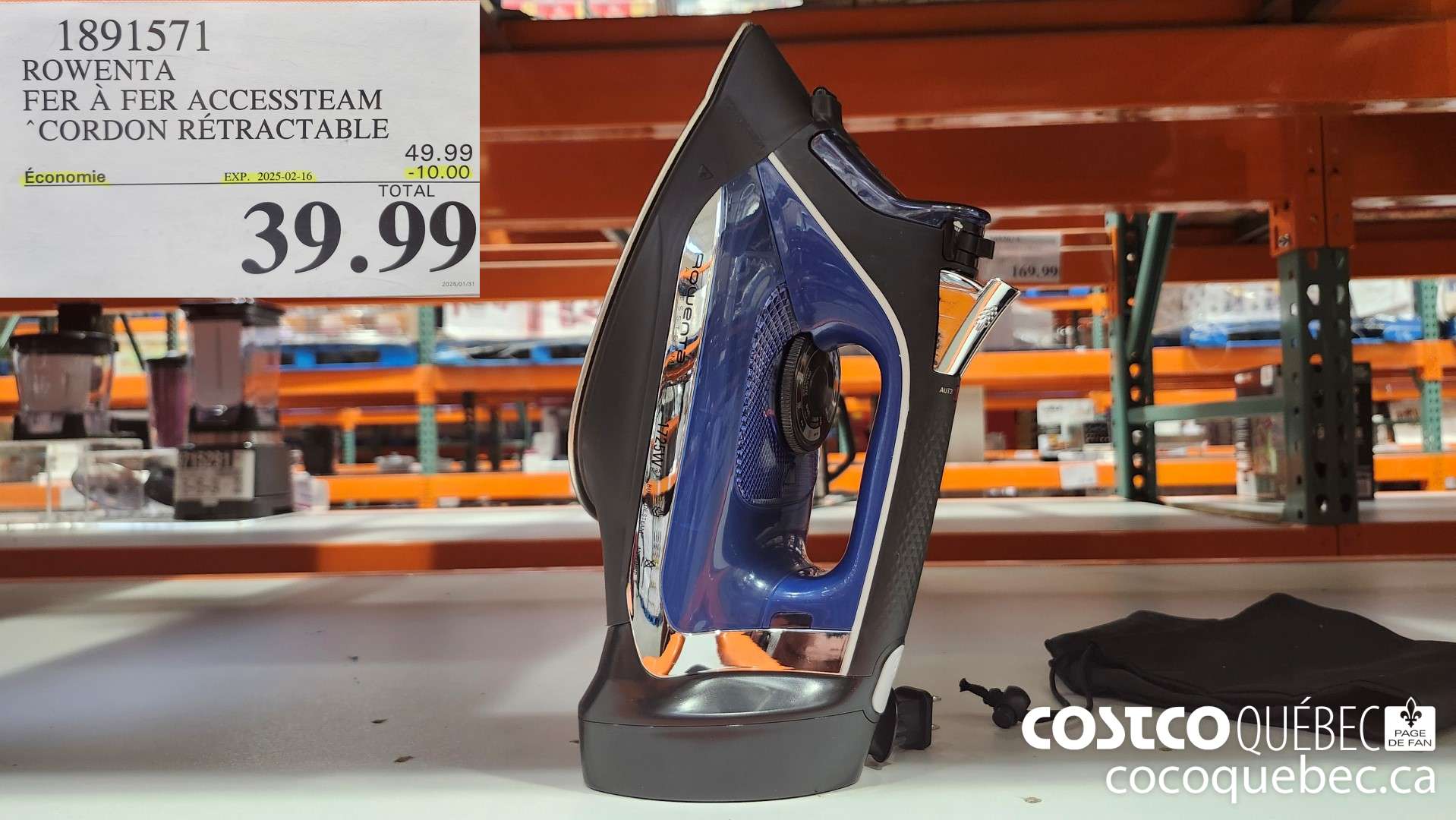 1891571 ROWENTA FER A FER ACCESSTEAM ‘CORDON RETRACTABLE  ($10.00 INSTANT SAVINGS EXPIRES ON 2025-02-16) $39.99