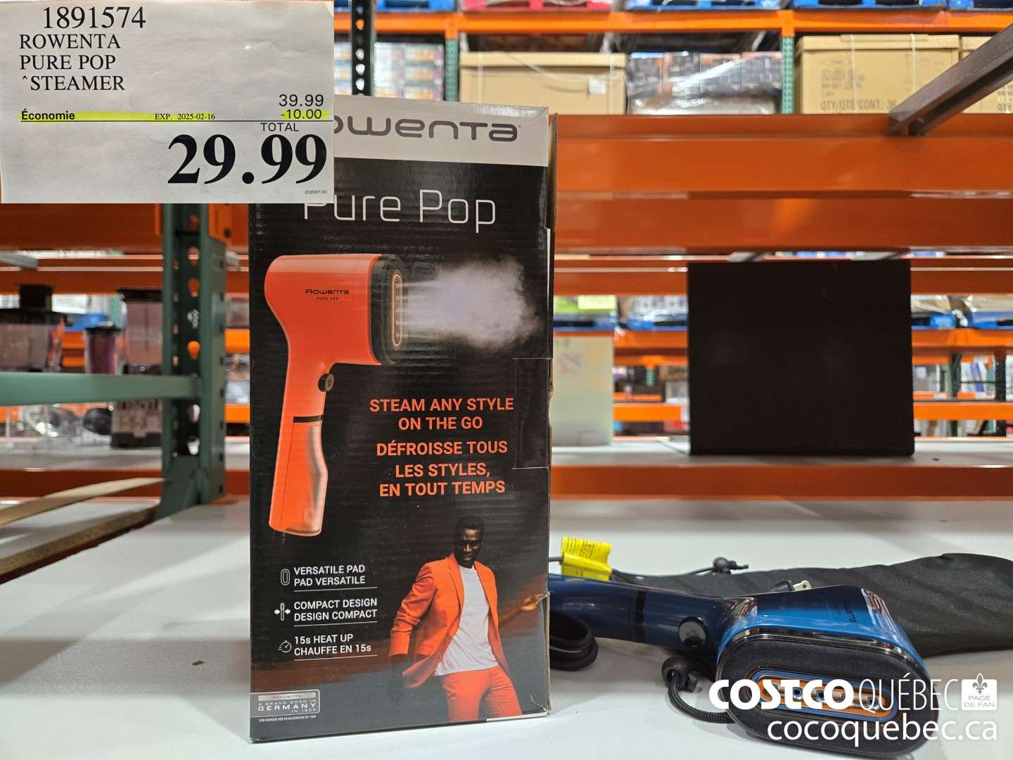 1891574 ROWENTA PURE POP STEAMER  ($10.00 INSTANT SAVINGS EXPIRES ON 2025-02-16) $29.99