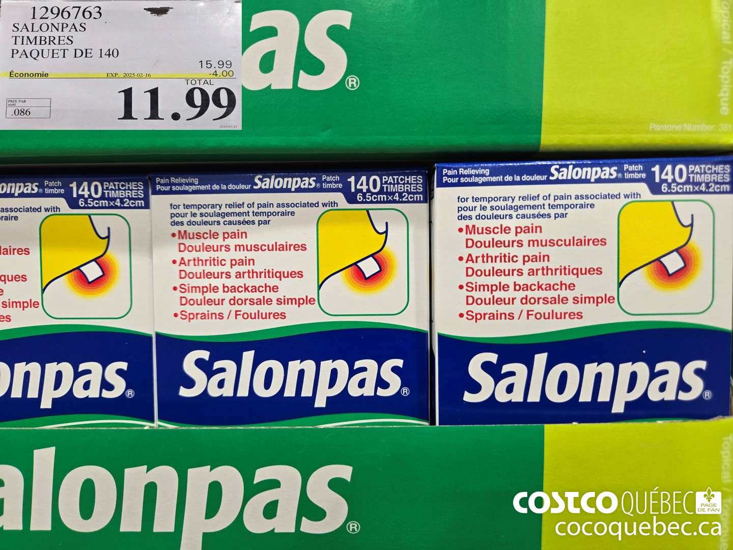 1296763 SALONPAS TIMBRES PAQUET DE 140  ($4.00 INSTANT SAVINGS EXPIRES ON 2025-02-16) $11.99