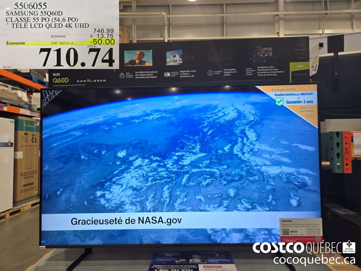 5506055 SAMSUNG 55Q60D CLASSE 55 PO (54,6 PO) |“ TELE LCD LED 4K UHD  ($50.00 INSTANT SAVINGS EXPIRES ON 2025-02-16) $710.74