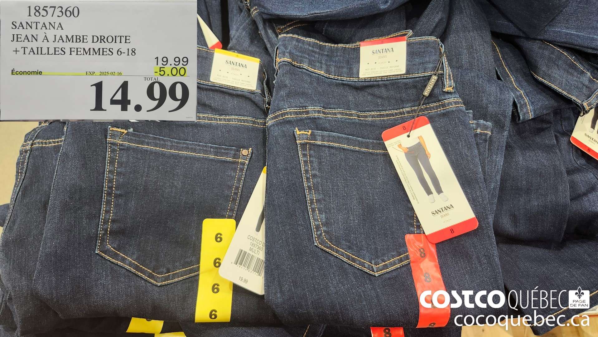 1857360 SANTANA JEAN A JAMBE DROITE + TAILLES FEMMES 6-18  ($5.00 INSTANT SAVINGS EXPIRES ON 2025-02-16) $14.99