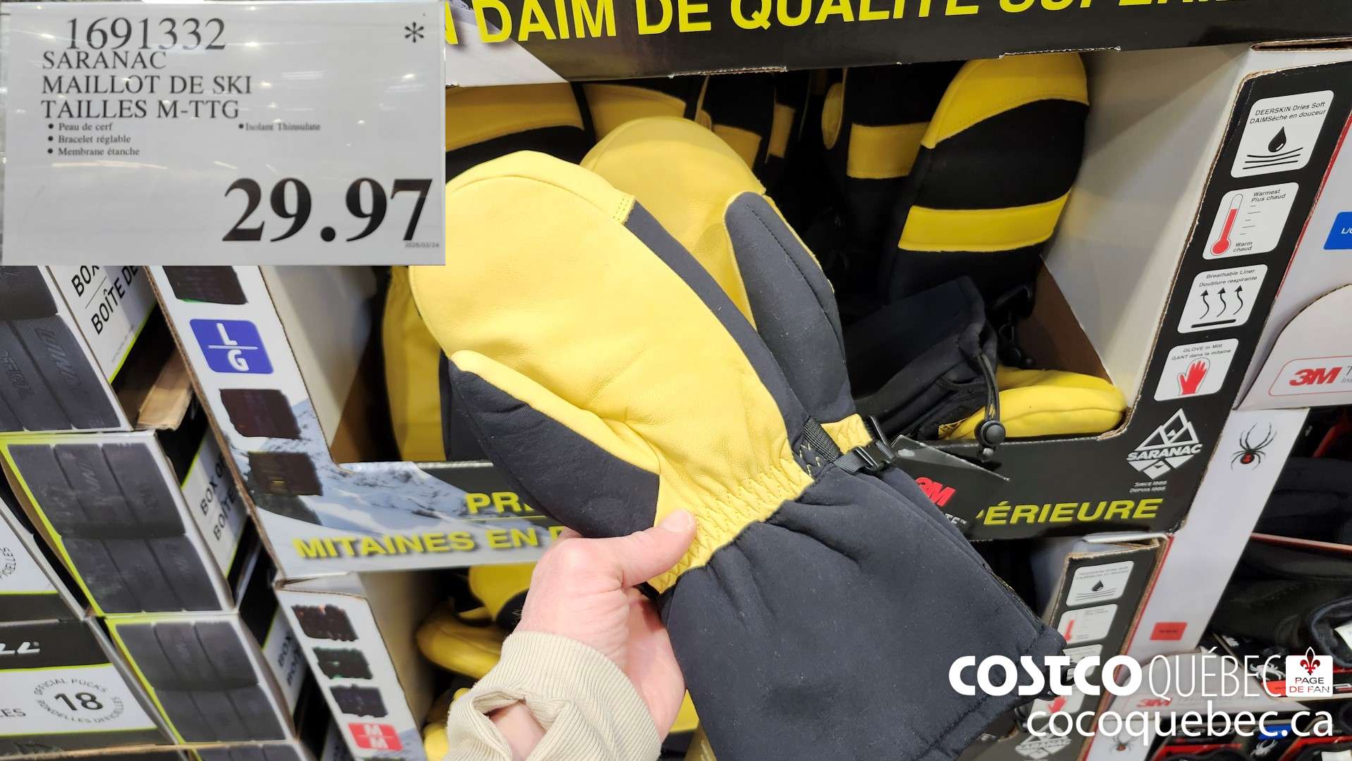 1691332 SARANAC MITAINES DE SKI TAILLES M-TTG  $29.97