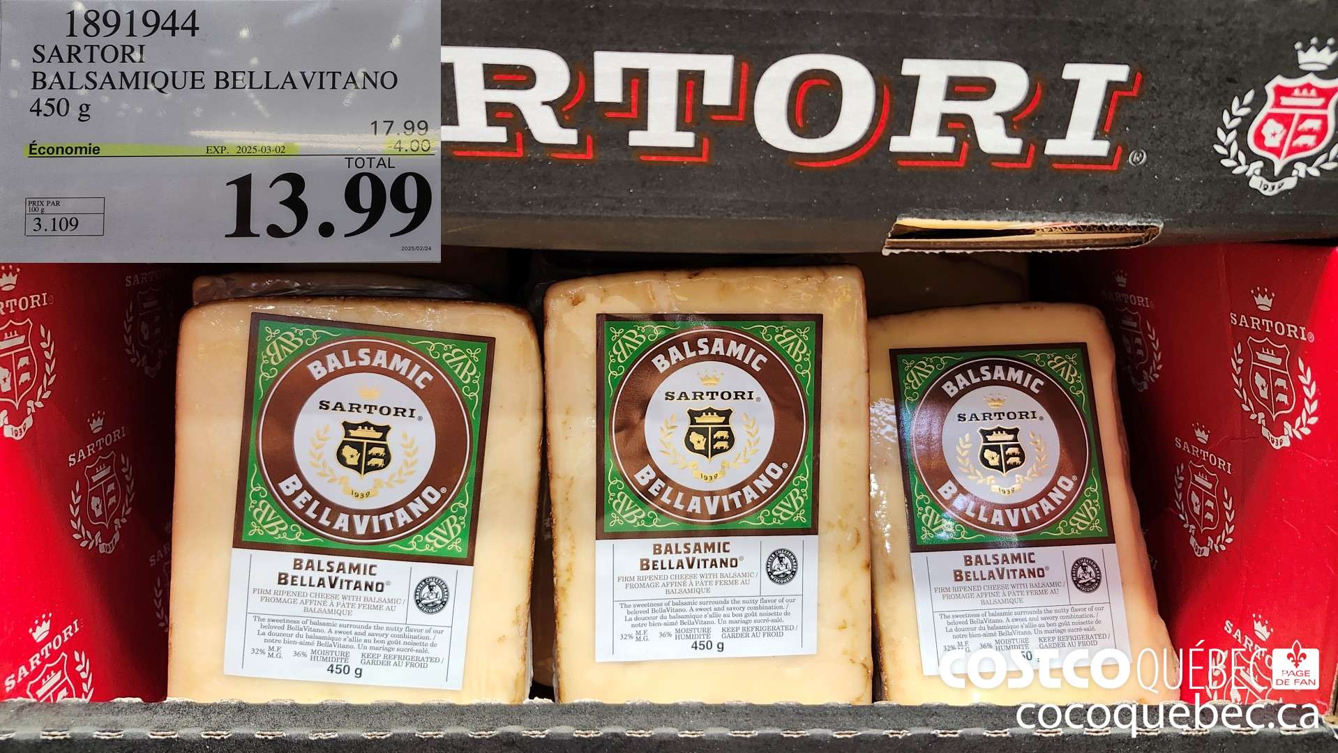 1891944 SARTORI BALSAMIQUE BELLAVITANO 450 g  ($4.00 INSTANT SAVINGS EXPIRES ON 2025-03-02) $13.99