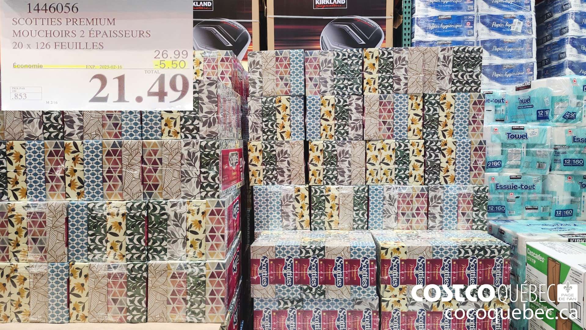 1446056 SCOTTIES PREMIUM MOUCHOIRS 2 EPAISSEURS 20 x 126 feuilles ($5.50 INSTANT SAVINGS EXPIRES ON 2025-02-16) $21.49