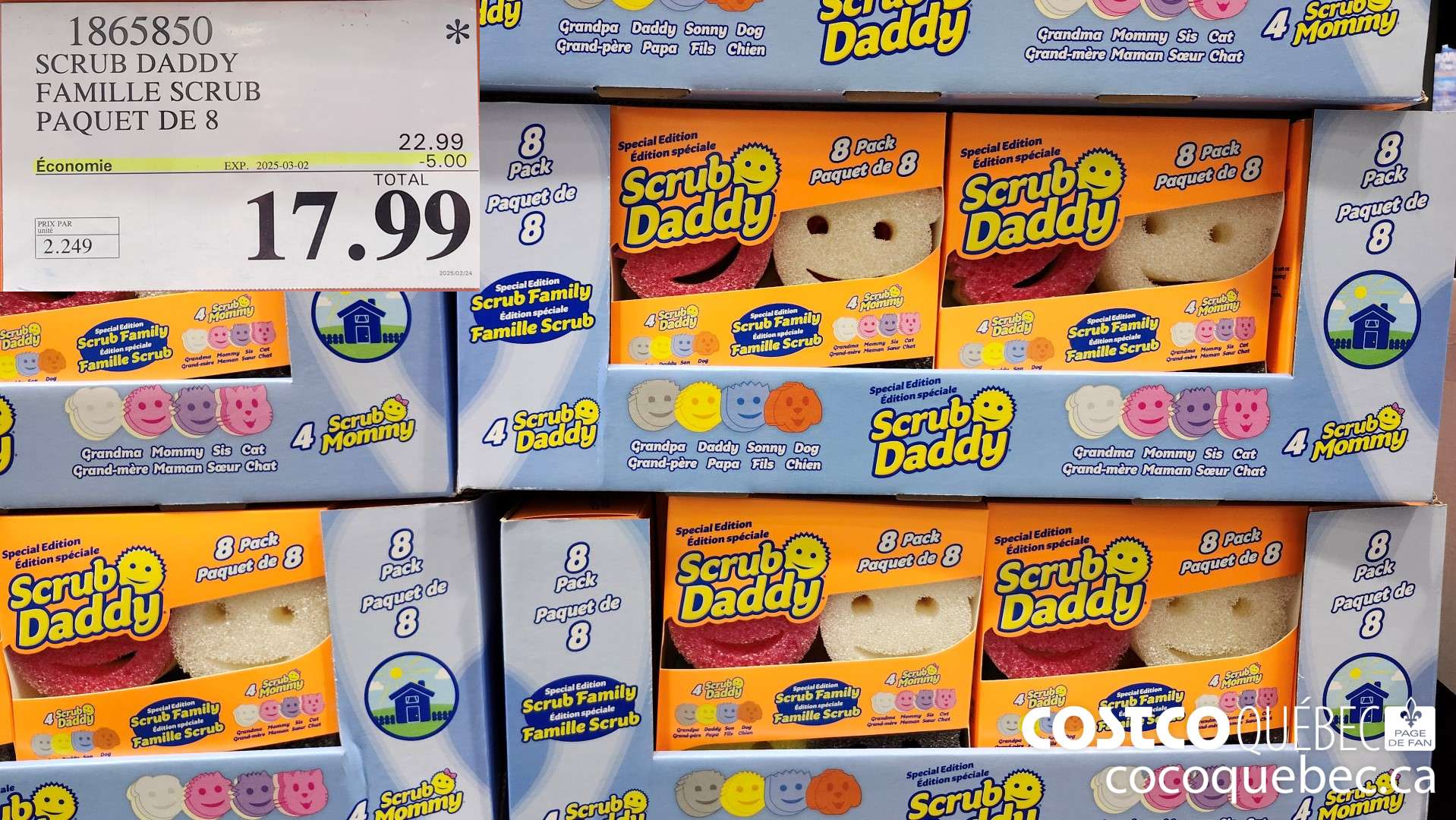 1865850 SCRUB DADDY FAMILLE SCRUB PAQUET DE 8  ($5.00 INSTANT SAVINGS EXPIRES ON 2025-03-02) $17.99