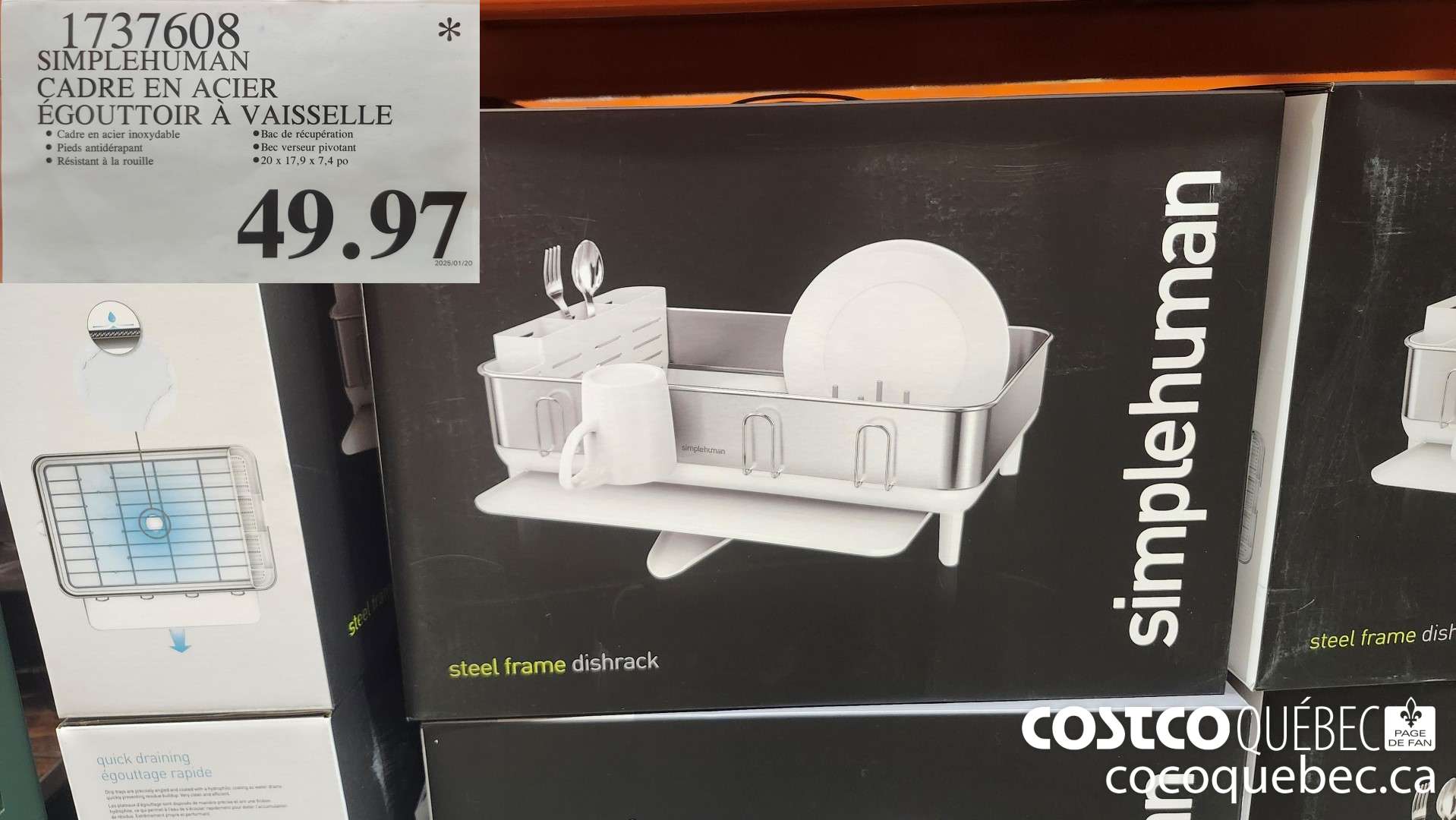 1737608 SIMPLEHUMAN CADRE EN ACIER EGOUTTOIR A VAISSELLE  $49.97