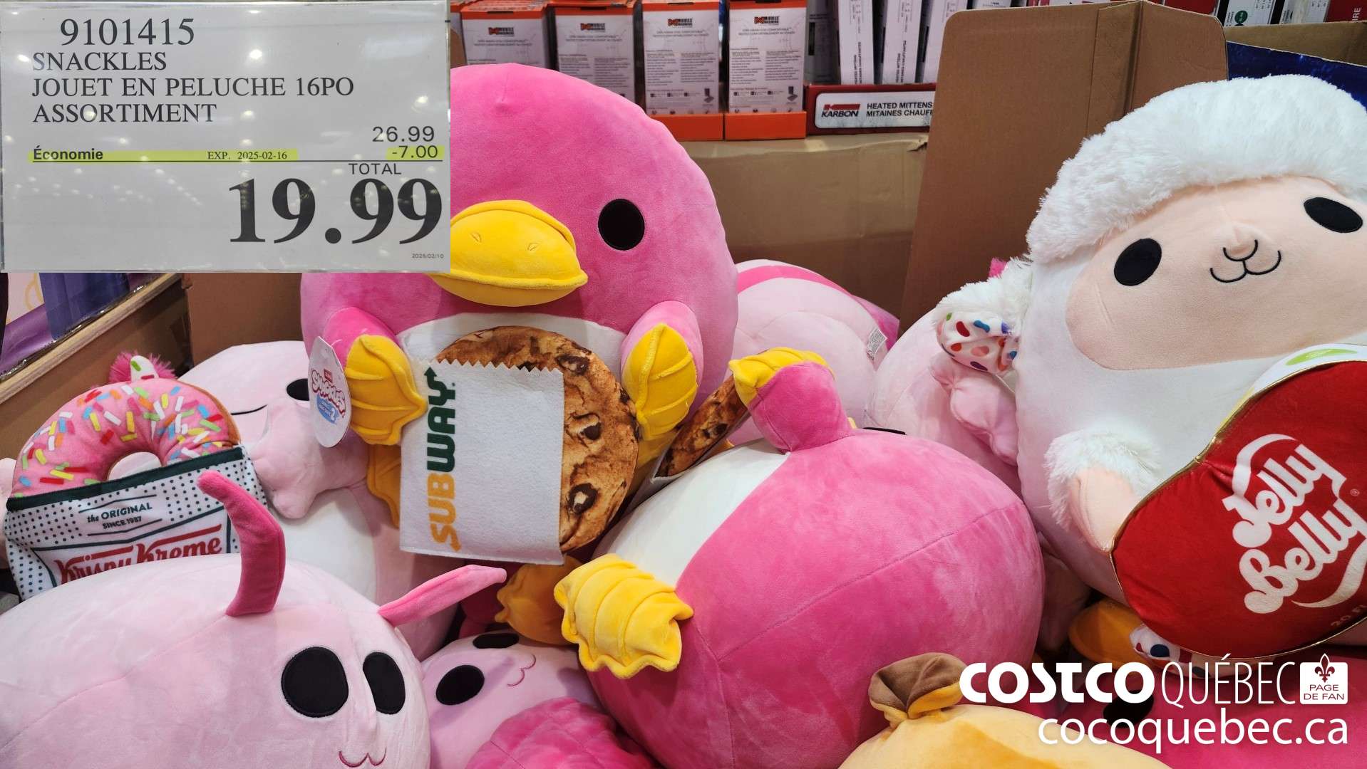 9101415 SNACKLES JOUET EN PELUCHE 16PO ASSORTIMENT  ($7.00 INSTANT SAVINGS EXPIRES ON 2025-02-16) $19.99