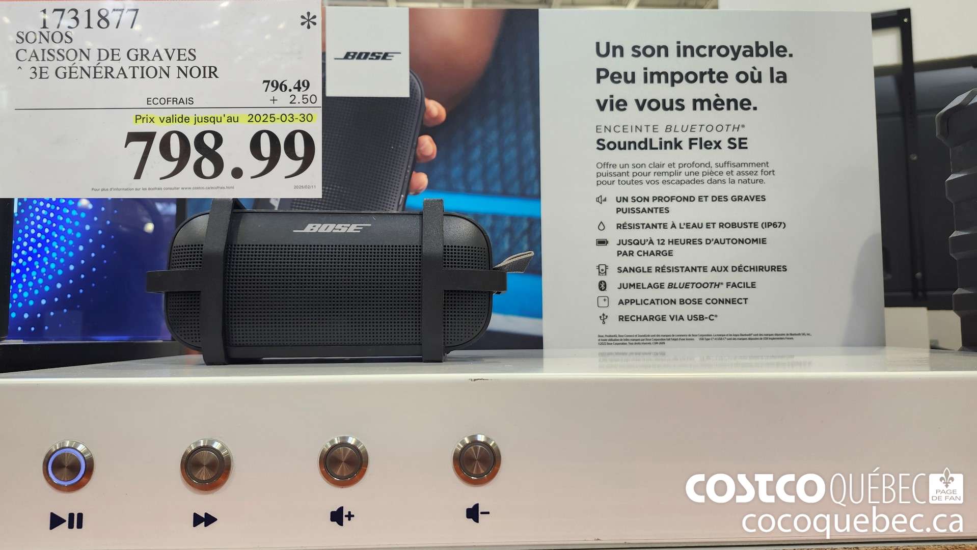 1731877 SONOS CAISSON DE GRAVES 3E GENERATION NOIR  $798.99