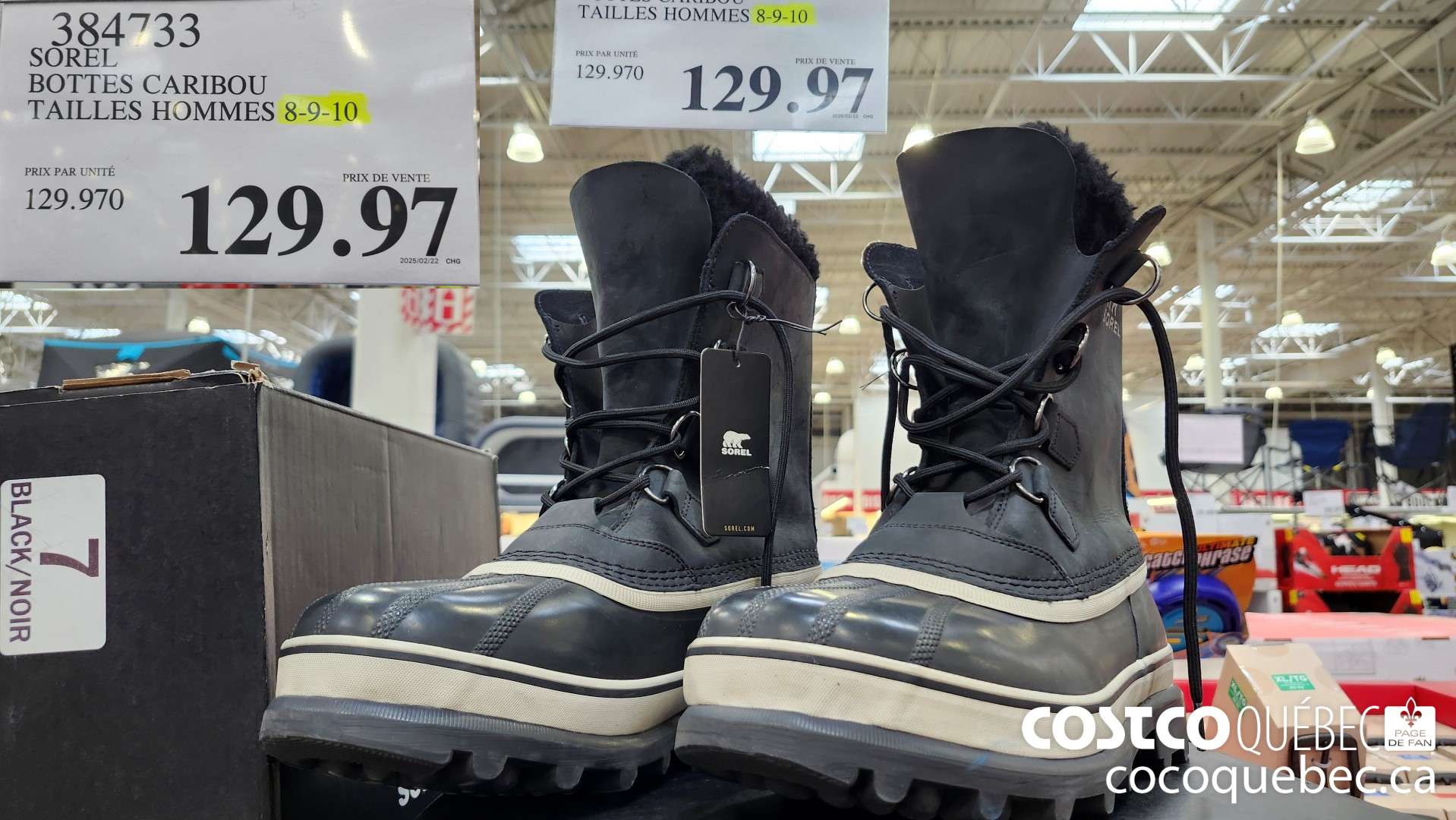 384733 SOREL BOTTES CARIBOU TAILLES HOMMES 8-9-10  $129.97