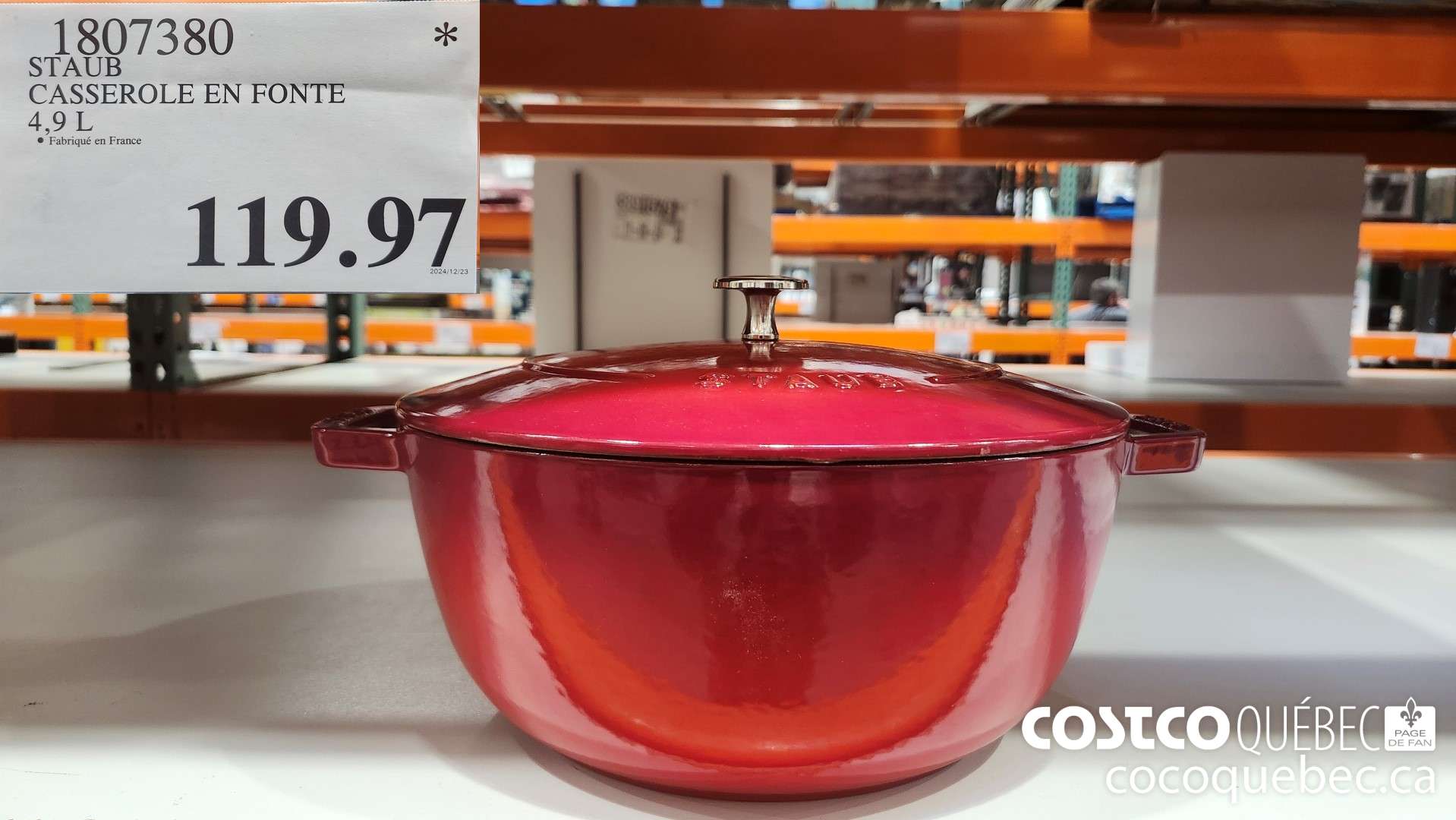 1807380 STAUB CASSEROLE EN FONTE 4.9L  $119.97