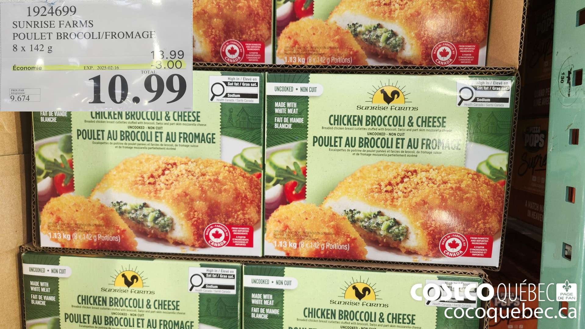 1924699 SUNRISE FARMS POULET BROCOLI/FROMAGE ($3.00 INSTANT SAVINGS EXPIRES ON 2025-02-16) $10.99