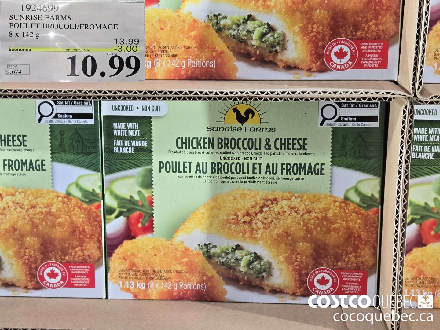 1924699 SUNRISE FARMS POULET BROCOLI/FROMAGE  $3D.00 OFF (EXPIRES ON 2025-02-16) $10.99
