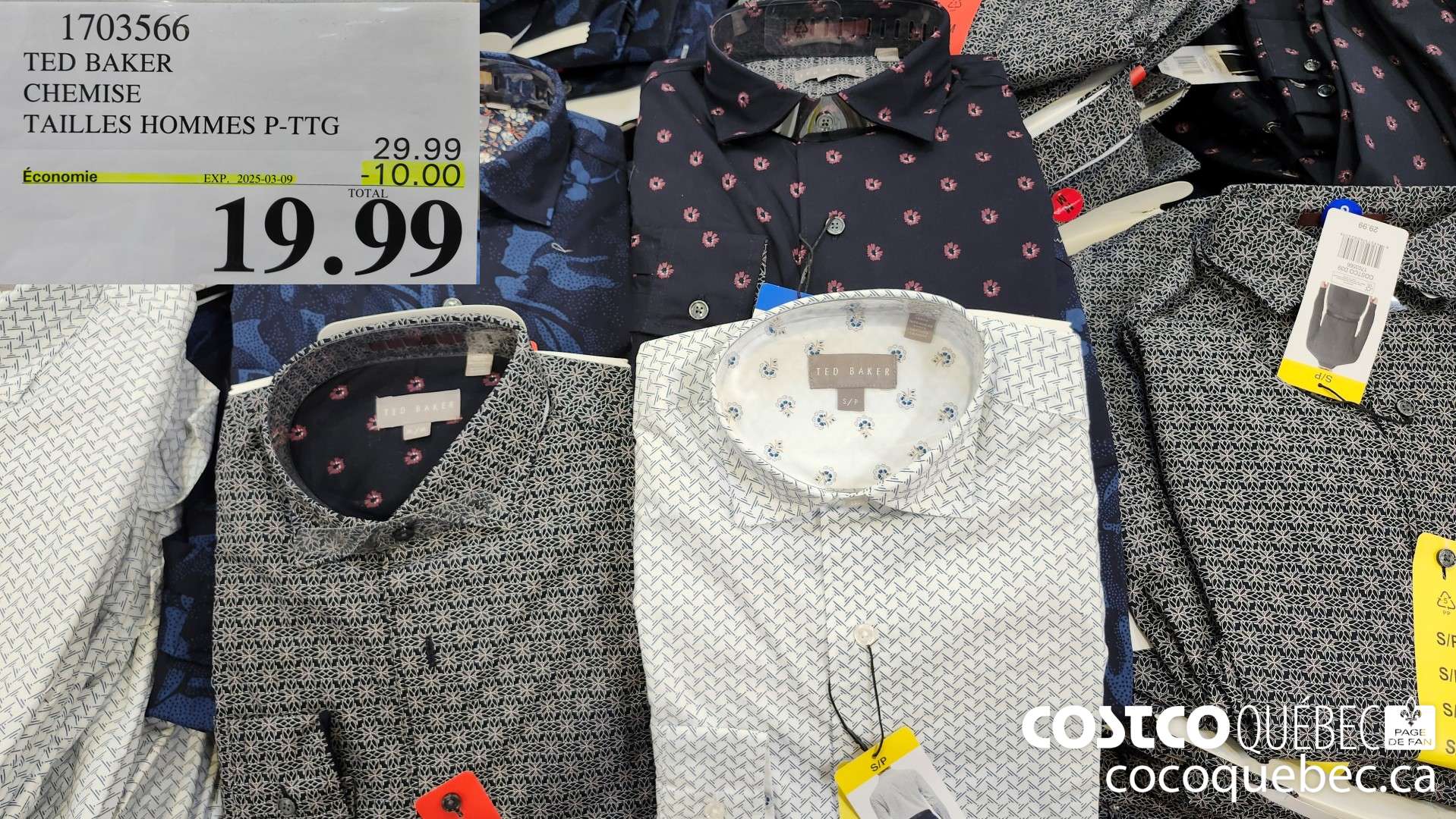 1703566 TED BAKER CHEMISE TAILLES HOMMES P-TTG  ($10.00 INSTANT SAVINGS EXPIRES ON 2025-03-09) $19.99