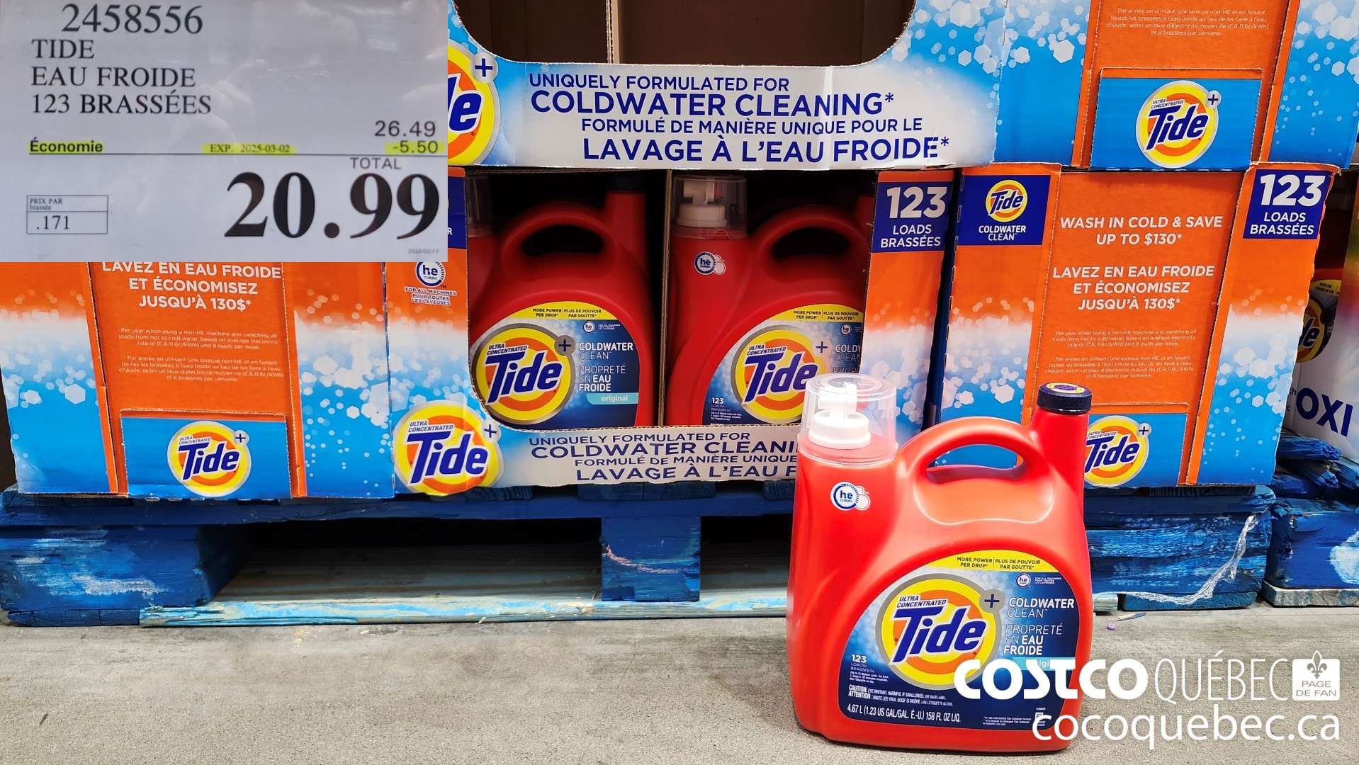 2458556 TIDE EAU FROIDE 123 BRASSEES  ($5.50 INSTANT SAVINGS EXPIRES ON 2025-03-02) $20.99