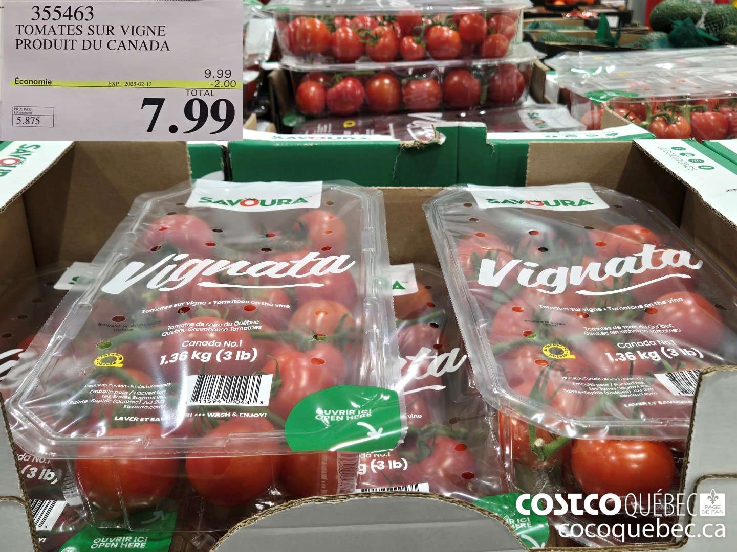 355463 TOMATES SUR VIGNE PRODUIT DU MEXIQUE  ($2.00 INSTANT SAVINGS EXPIRES ON 2025-01-12) $7.99