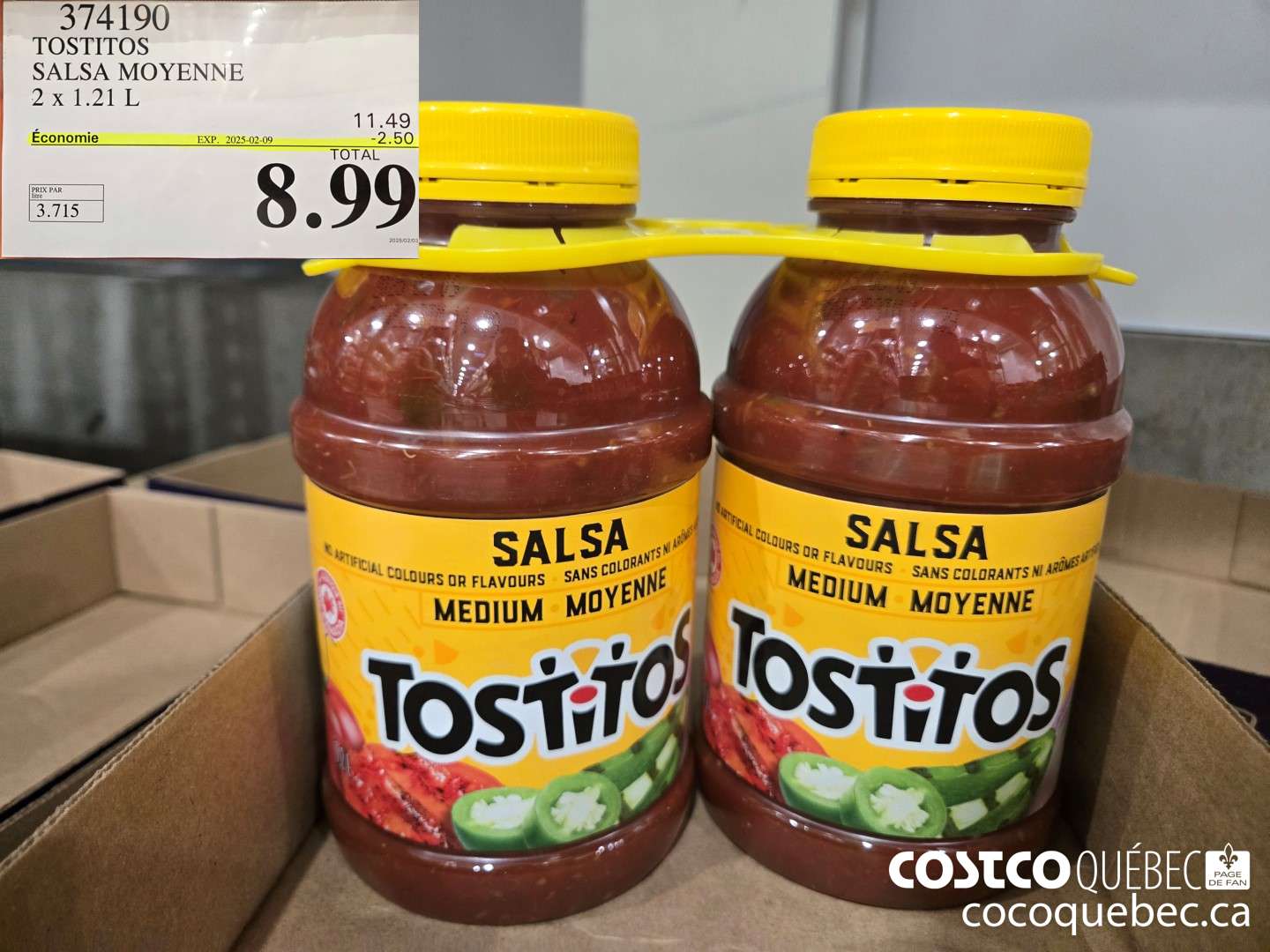 374190 TOSTITOS SALSA MOYENNE  ($2.50 INSTANT SAVINGS EXPIRES ON 2025-02-09) $8.99