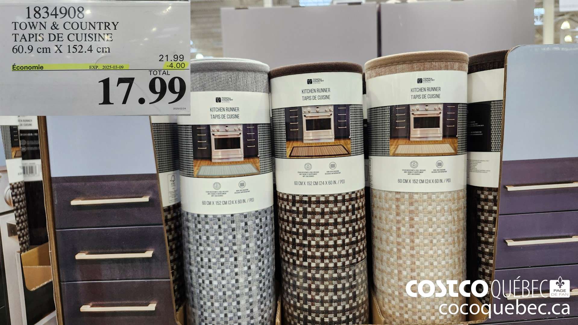 1834908 TOWN & COUNTRY TAPIS DE CUISINE  ($4.00 INSTANT SAVINGS EXPIRES ON 2025-03-09) $17.99