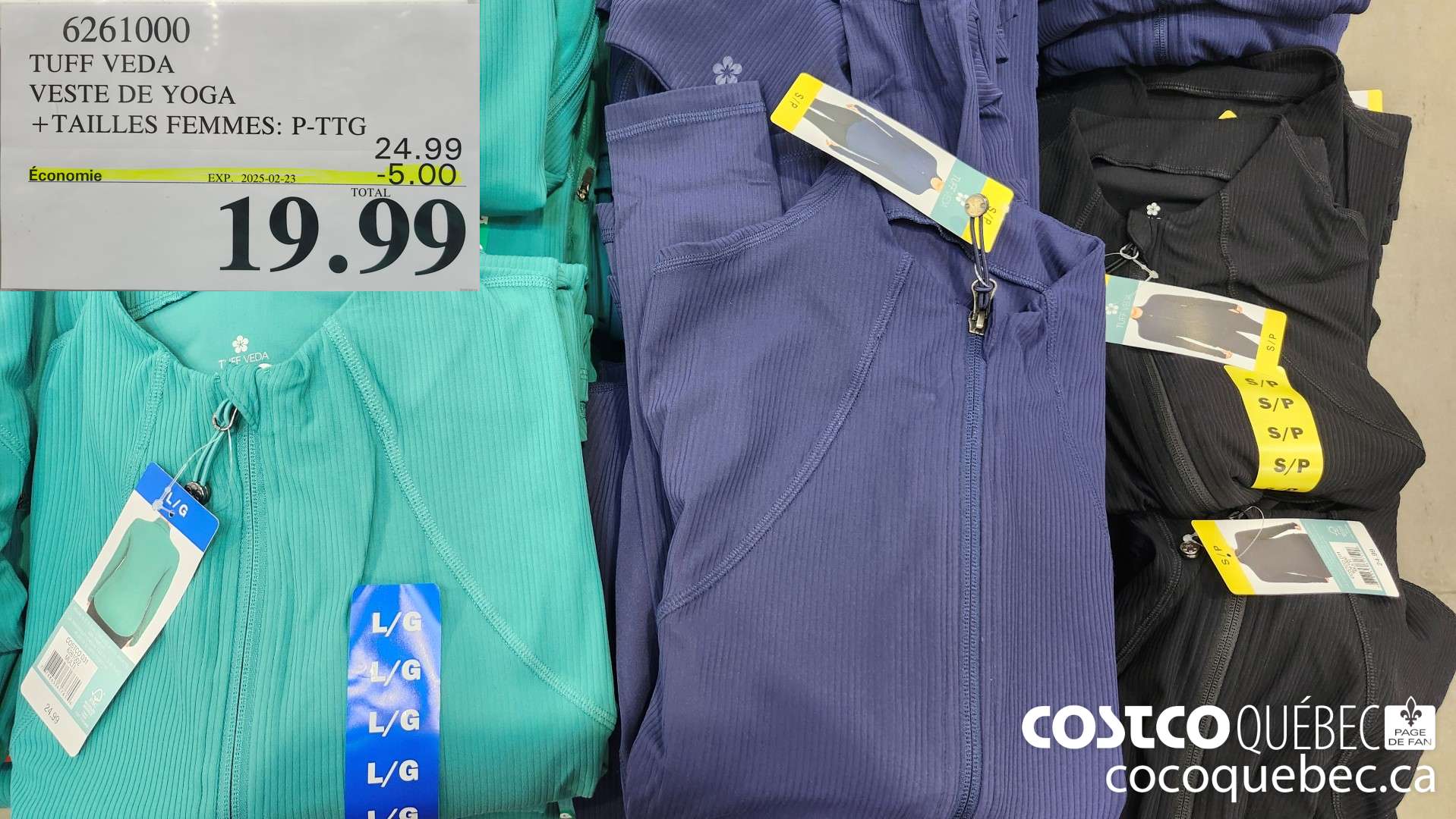 6261000 TUFF VEDA VESTE DE YOGA TAILLES FEMMES: P-TTG  ($5.00 INSTANT SAVINGS EXPIRES ON 2025-02-23) $19.99