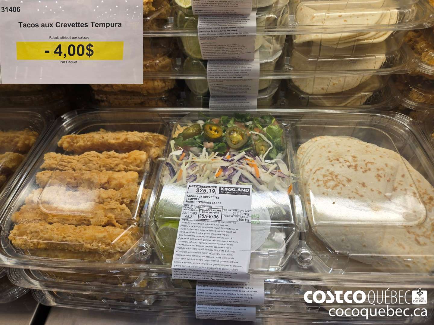 31406 Tacos aux Crevettes Tempura  ($4.00 INSTANT SAVINGS)