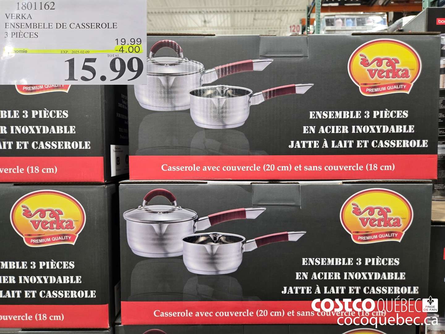 1801162 VERKA ENSEMBELE DE CASSEROLE 3 PIECES  ($4.00 INSTANT SAVINGS EXPIRES ON 2025-02-09) $15.99