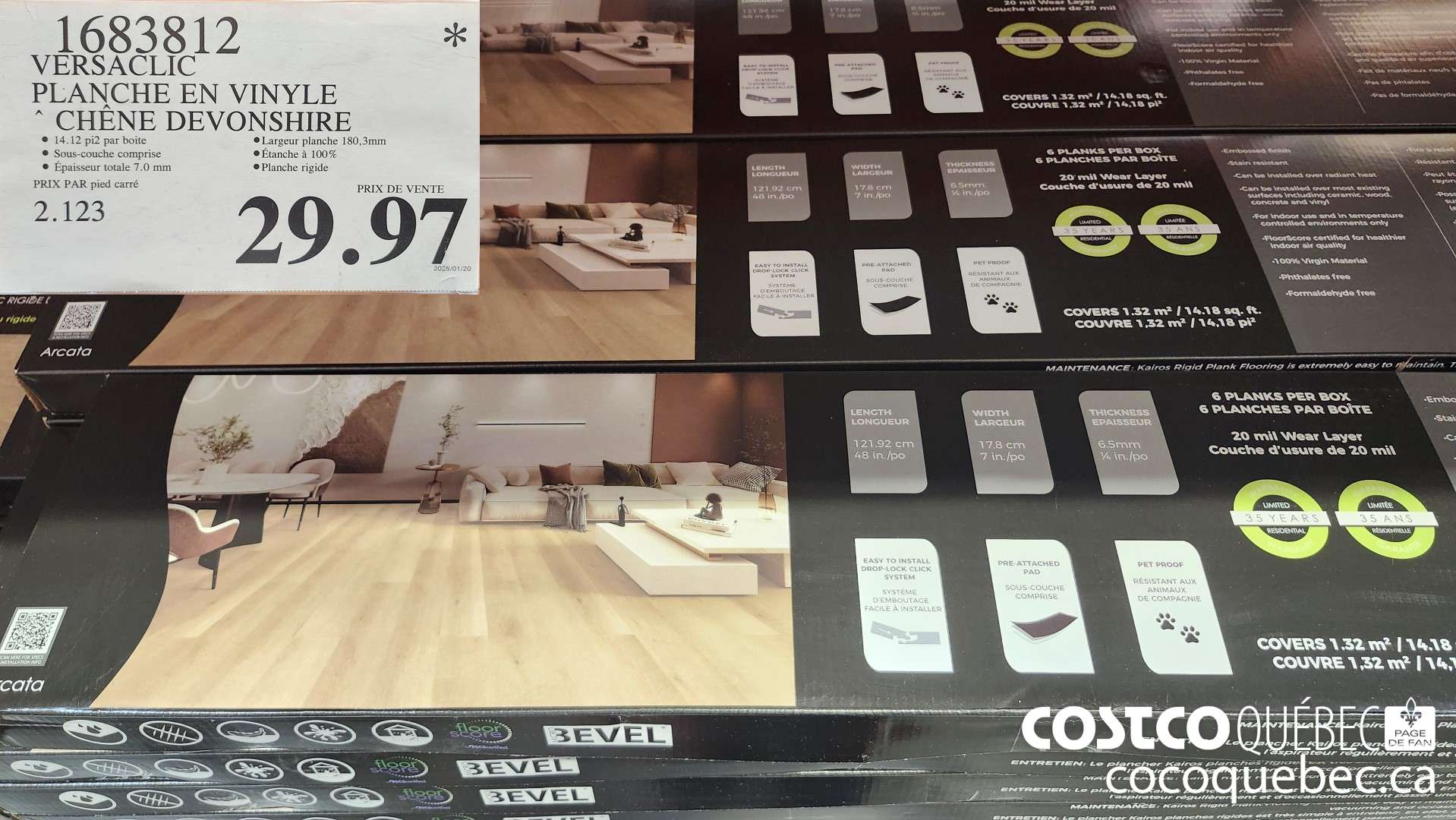 1683812 VERSACLIC PLANCHE EN VINYLE * CHENE DEVONSHIRE  $29.97