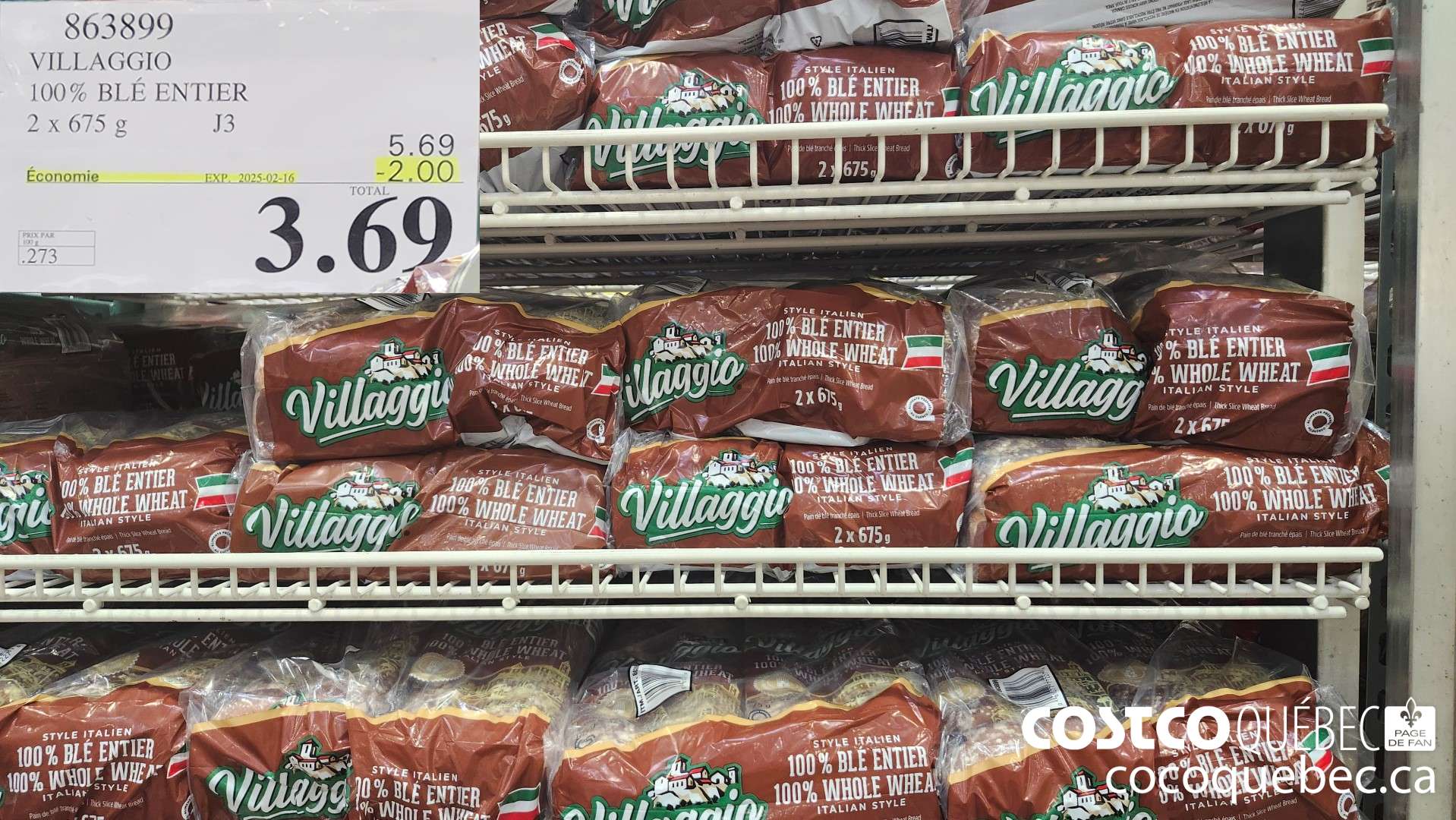 863899 VILLAGGIO 100% BLE ENTIER ($2.00 INSTANT SAVINGS EXPIRES ON 2025-02-16) $3.69