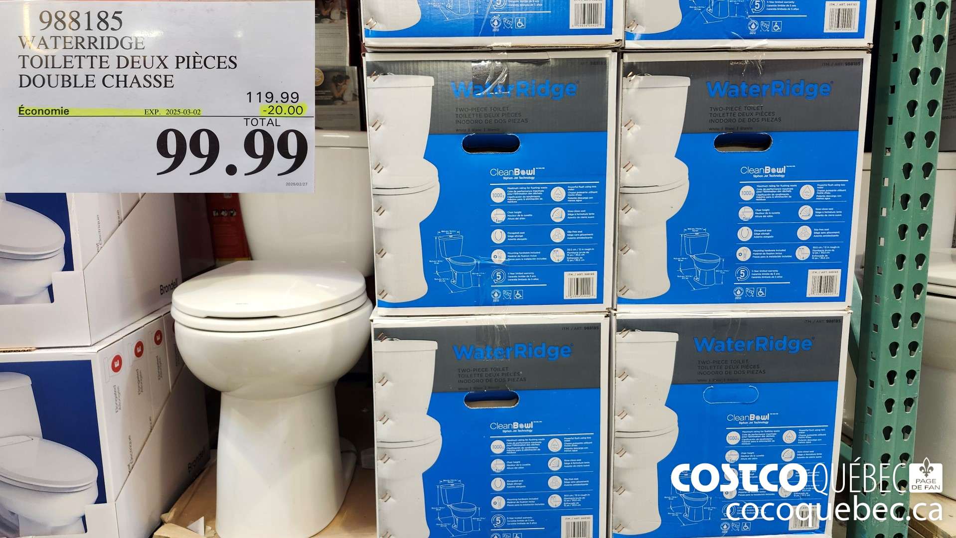 9838185 WATERRIDGE TOILETTE DEUX PIECES DOUBLE CHASSE  ($20.00 INSTANT SAVINGS EXPIRES ON 2025-03-02) $99.99