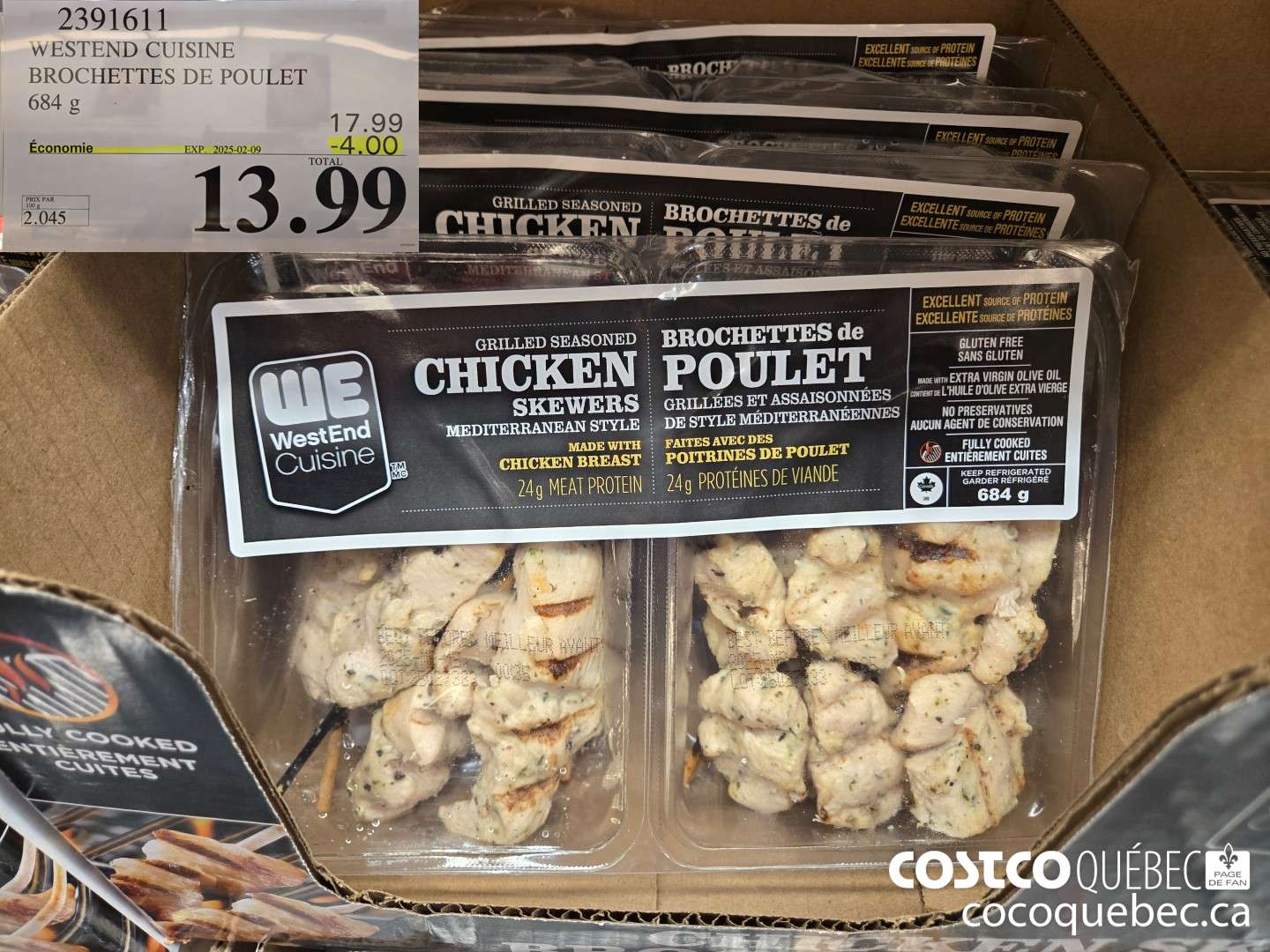 2391611 WESTEND CUISINE BROCHETTES DE POULET 684 g  ($4.00 INSTANT SAVINGS EXPIRES ON 2025-02-16) $13.99