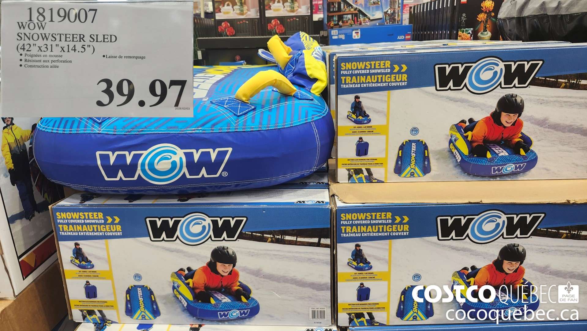 1819007 WOW SNOWSTEER SLED $39.97