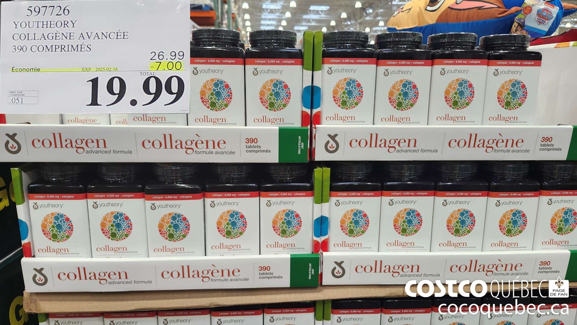 597726 YOUTHEORY COLLAGENE 390 COMPRIMES ($6.00 INSTANT SAVINGS EXPIRES ON 2025-02-16) $19.99