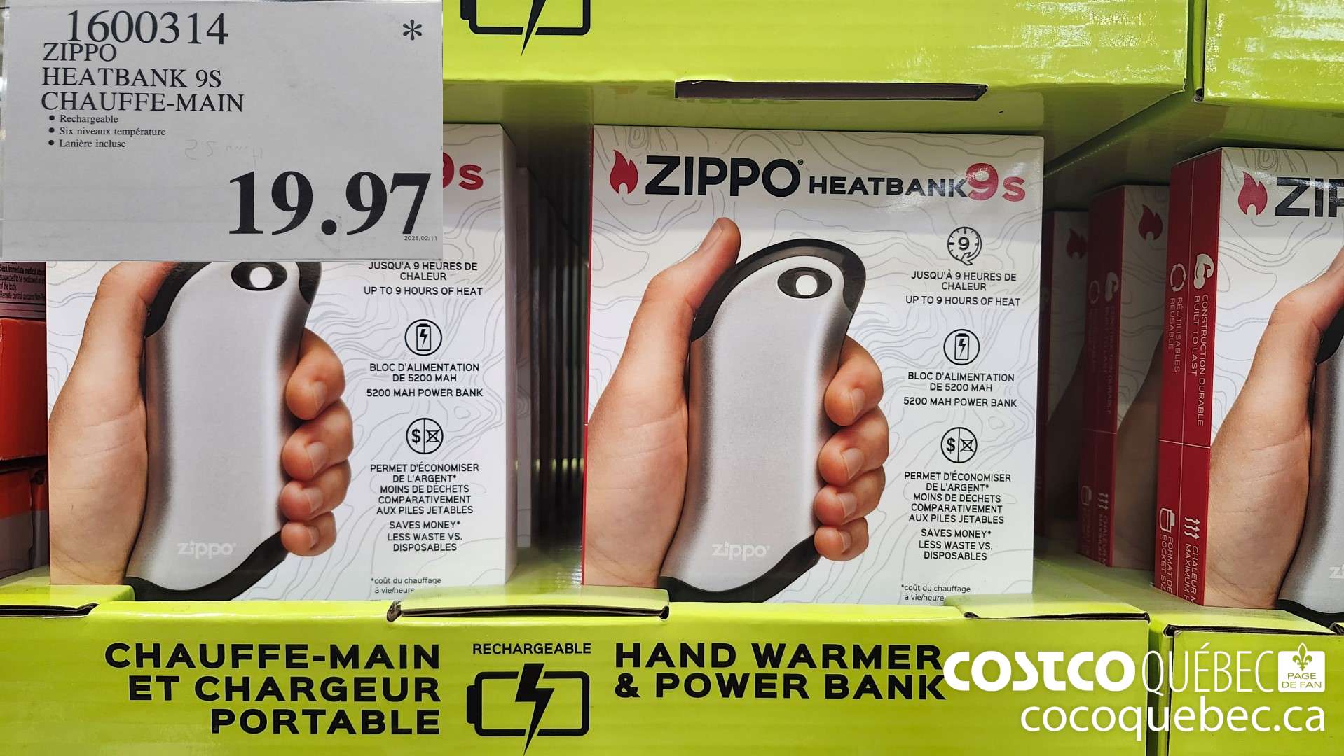 1600314 ZIPPO HEATBANK 9S CHAUFFE-MAIN $19.97