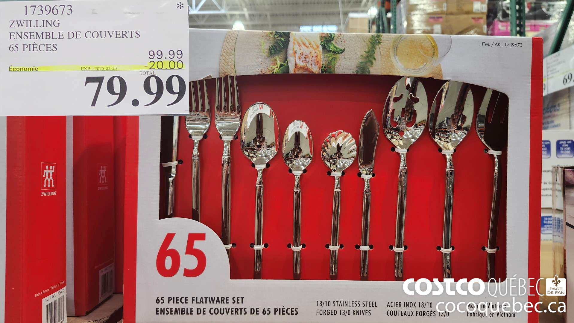 1739673 ZWILLING ENSEMBLE DE COUVERTS 65 PIECES  ($20.00 INSTANT SAVINGS EXPIRES ON 2025-02-23) $79.99