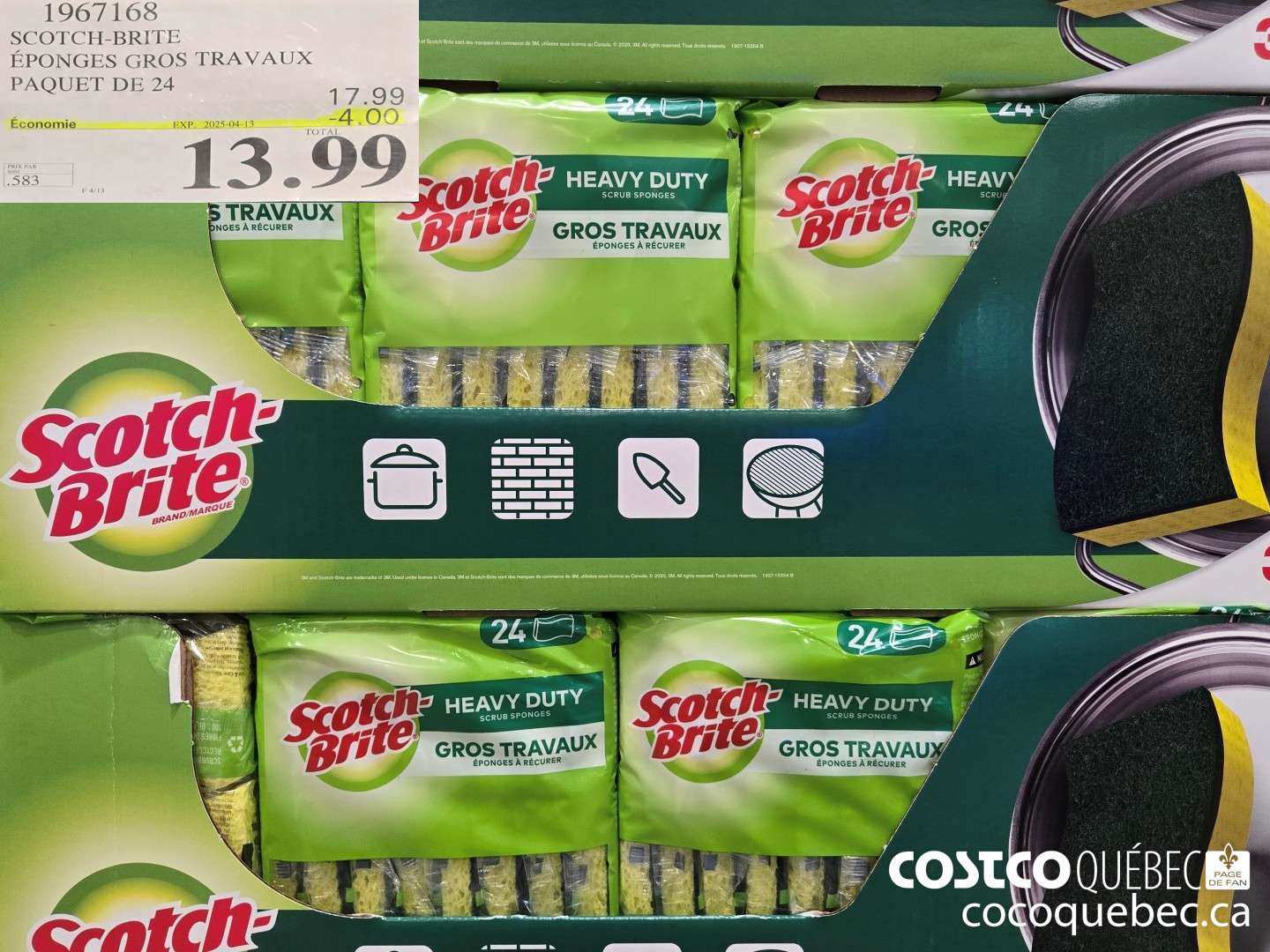 1967168 3M SCOTCH-BRITE EPONGES A RECURER PAQUET DE 24 ($4.00 INSTANT SAVINGS EXPIRES ON 2025-04-13) $13.99