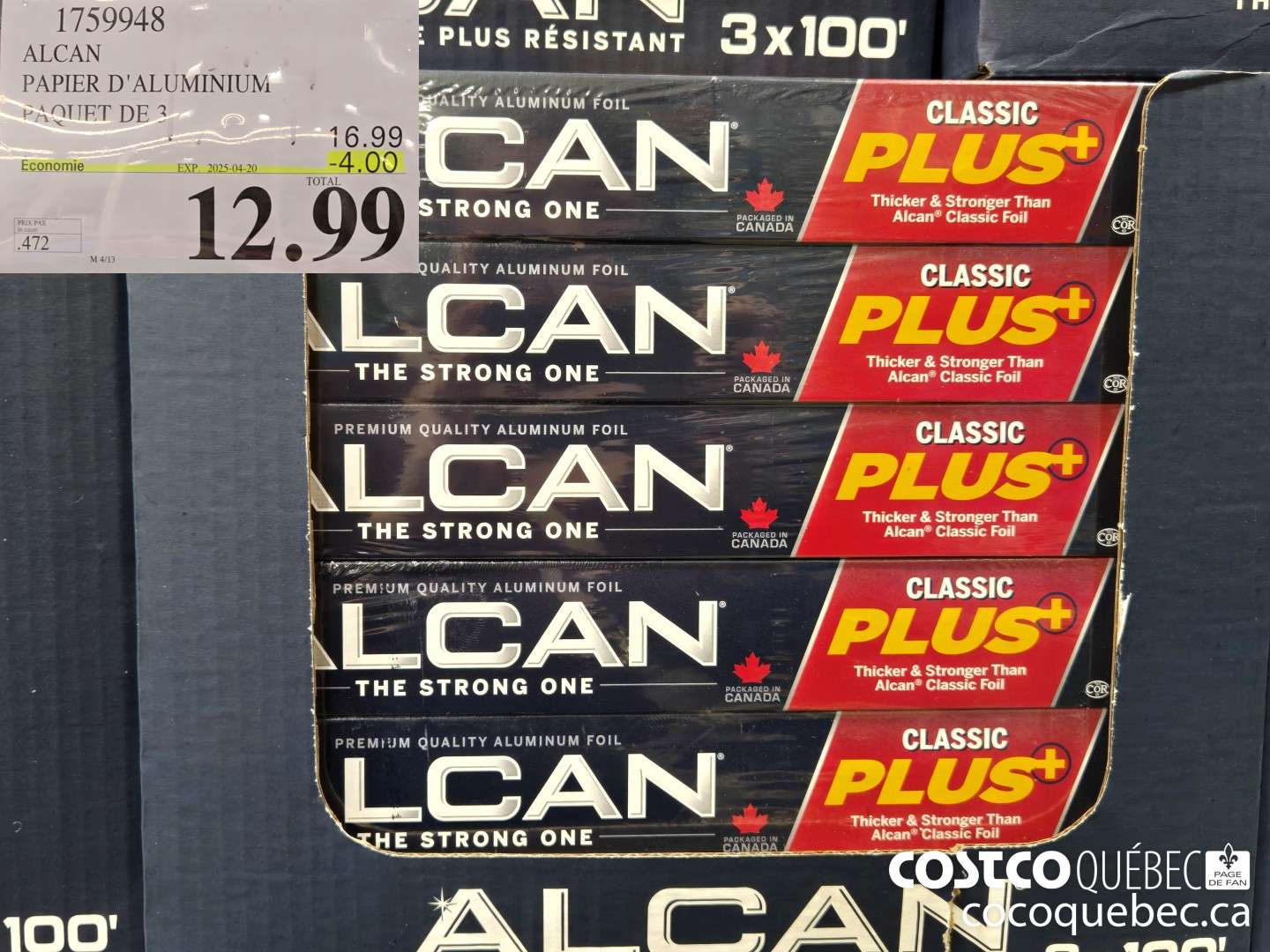1759948 ALCAN PAPIER D' ALUMINIUM PAQUET DE 3  ($4.00 INSTANT SAVINGS EXPIRES ON 2025-04-13) $12.99