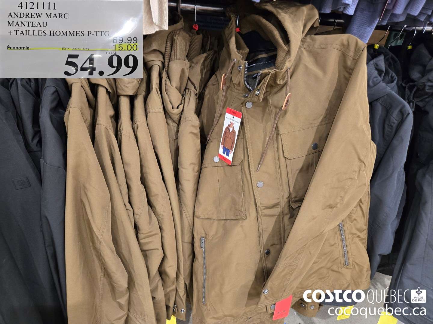 4121111 ANDREW MARC MANTEAU +TAILLES HOMMES P-TTC  $54.99