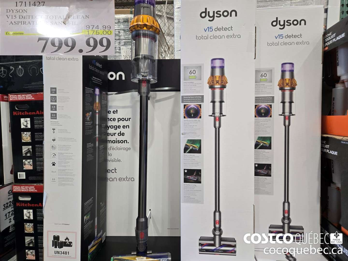 1711427 ASPIRATEUR-BALAI DYSON V15 DETECT CLEAN SANS FIL  ($175.00 INSTANT SAVINGS EXPIRES ON 2025-03-13) $799.99