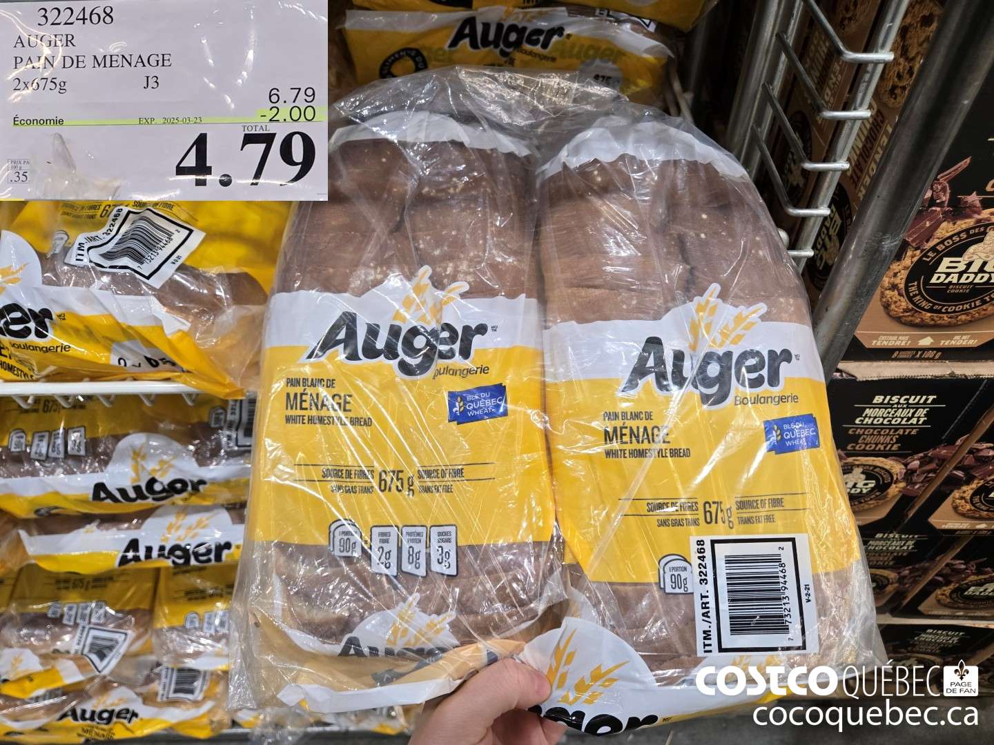 322468 AUGER PAIN DE MENAGE 2x675g  ($2.00 INSTANT SAVINGS EXPIRES ON 2025-03-23) $4.79