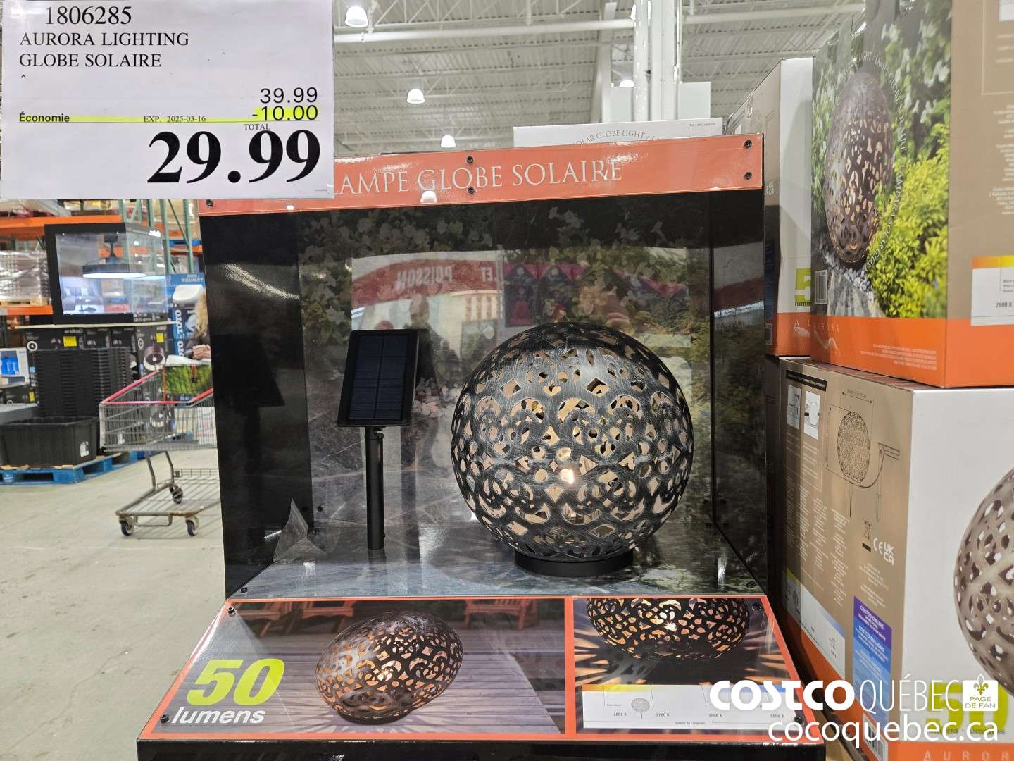 1806285 AURORA LIGHTING GLOBE SOLAIRE  ($10.00 INSTANT SAVINGS EXPIRES ON 2025-03-16) $29.99