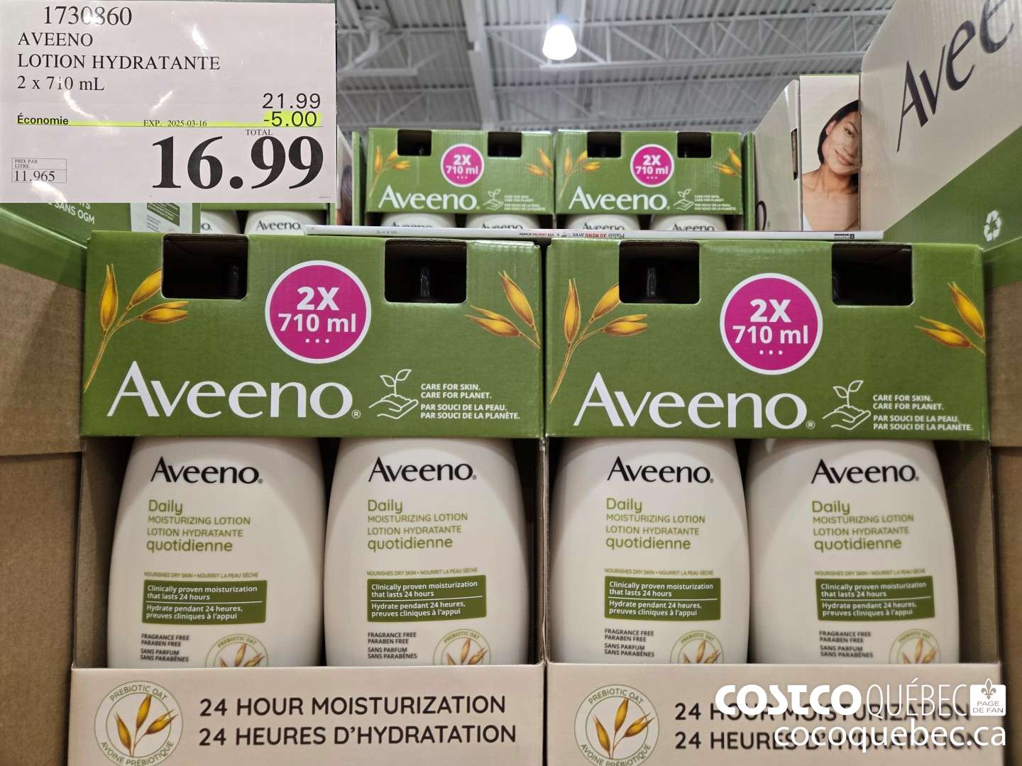 1730860 AVEENO LOTION HYDRATANTE  ($5.00 INSTANT SAVINGS EXPIRES ON 2025-03-16) $16.99