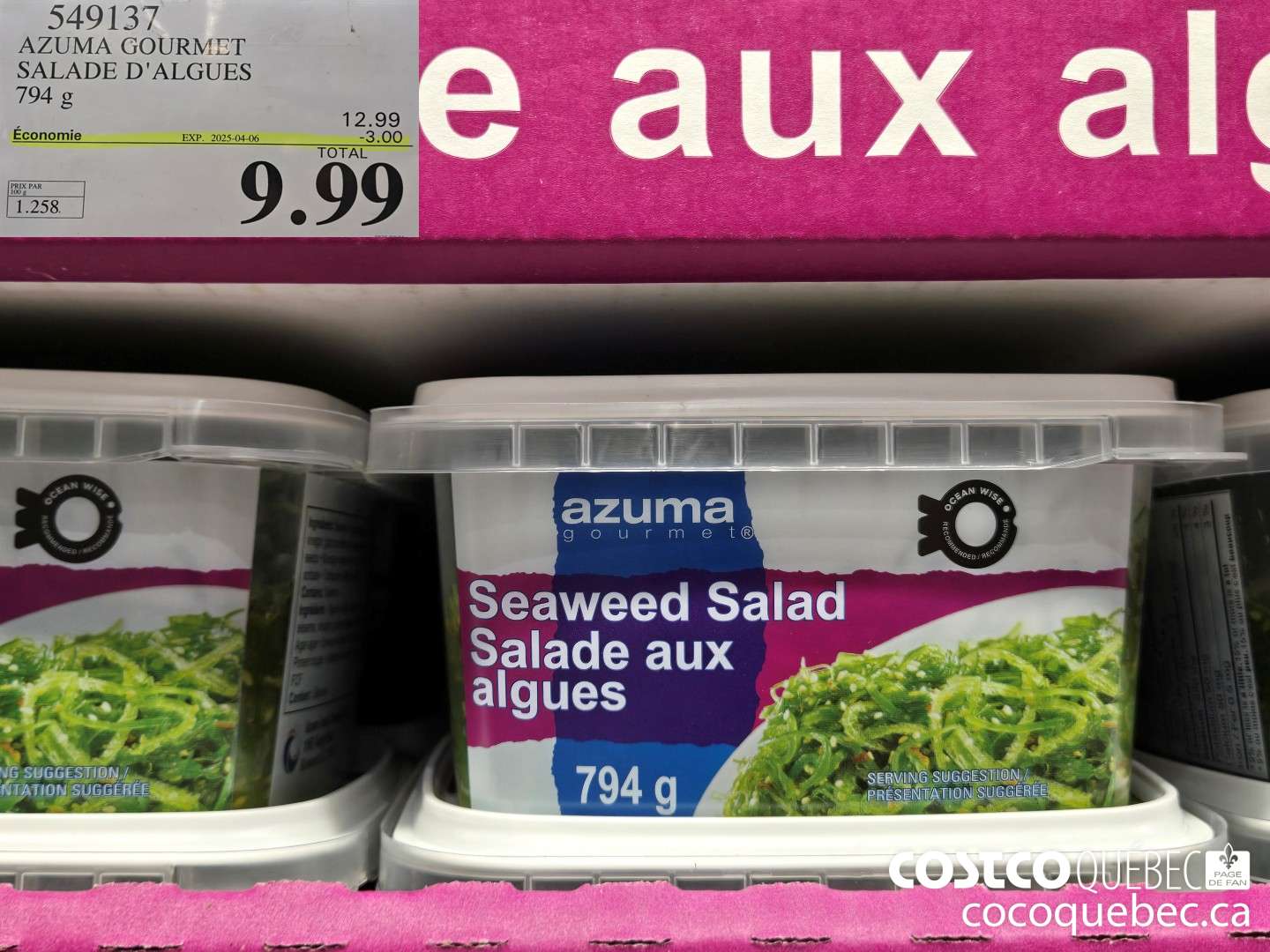 549137 AZUMA GOURMET SALADE D'ALGUES 794 g  ($3.00 INSTANT SAVINGS EXPIRES ON 2025-04-13) $9.99