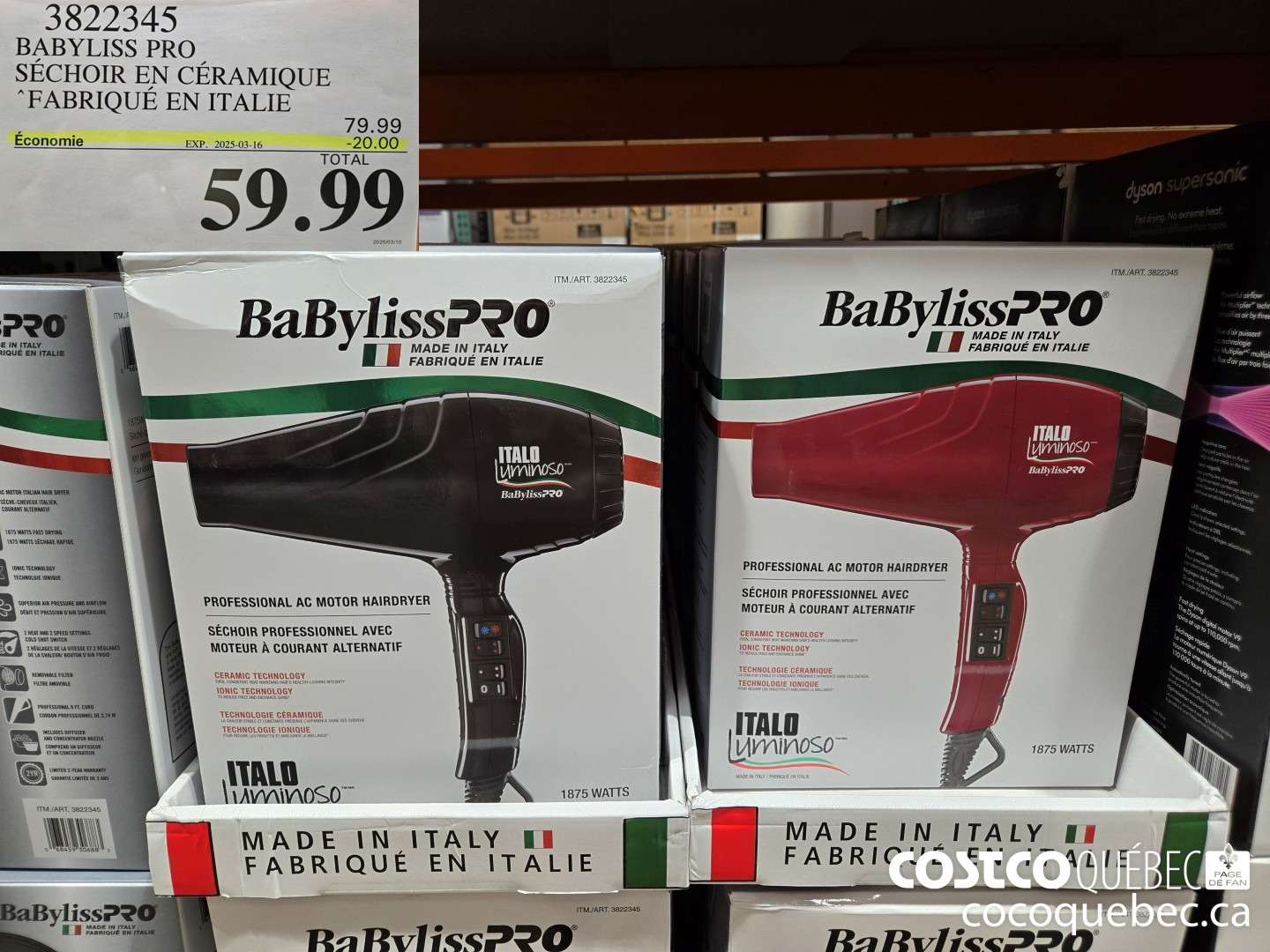 3822345 BABYLISS PRO SECHOIR EN CERAMIQUE ($20.00 INSTANT SAVINGS EXPIRES ON 2025-03-16) $59.99
